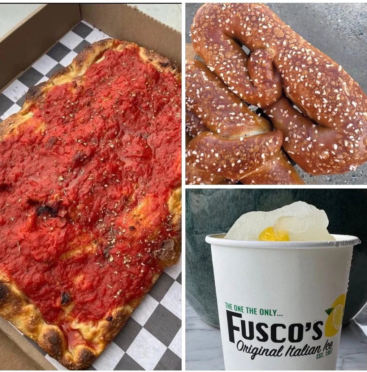 Today&rsquo;s Sunday Special, @nickspizzaandotherthings302 tomato pies and @madpretzels soft pretzels available. 
Whole pie only $15. No Slices
Pretzels $2 each.