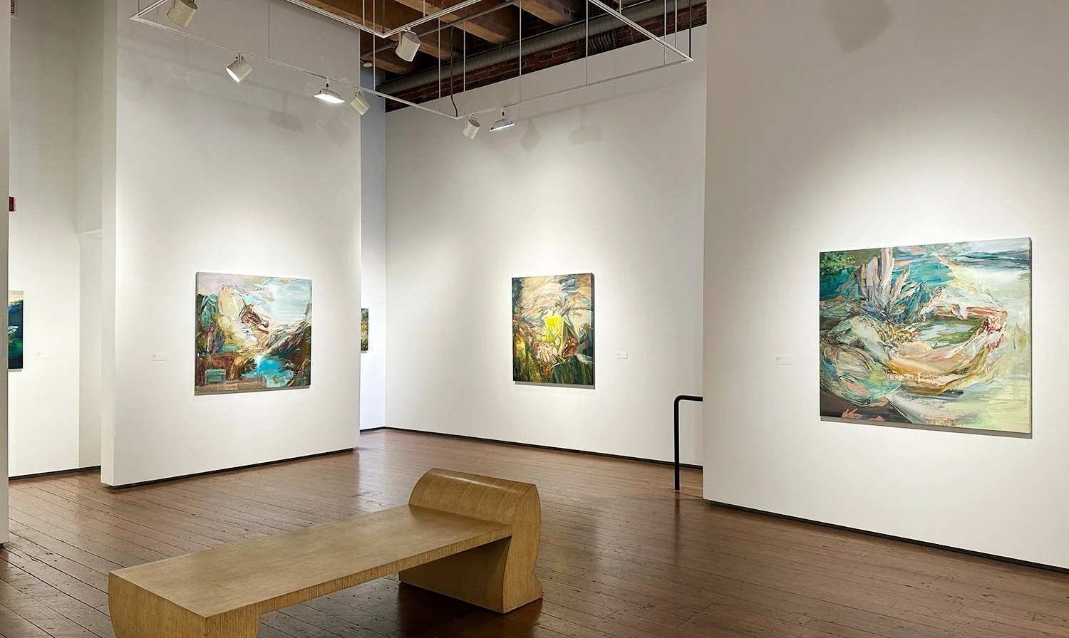 installation view of Drie Chapek's painting exhibition titled Then Is Now