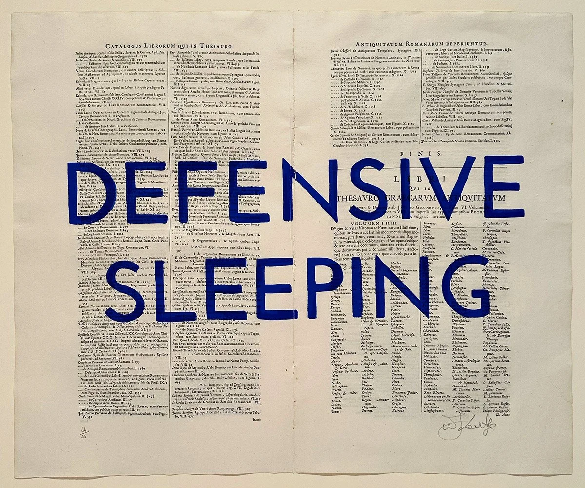 BLUE RUBRICS (DEFENSIVE SLEEPING), 2018