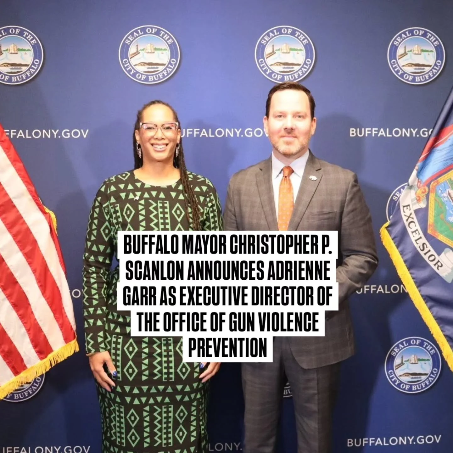 BUFFALO MAYOR CHRISTOPHER P. SCANLON ANNOUNCES ADRIENNE GARR AS EXECUTIVE DIRECTOR OF THE OFFICE OF GUN VIOLENCE PREVENTION

Buffalo, NY &ndash; Buffalo Mayor Christopher P. Scanlon today announced the selection of Adrienne Garr, LMSW-CCFP, as the Ex