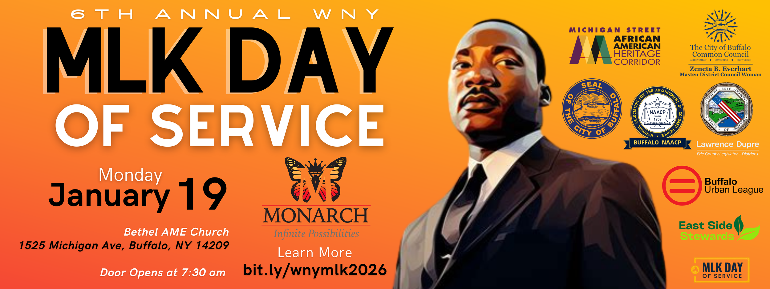 6th ANNUAL MLK JR. DAY OF SERVICE RETURNS, SEEKING VOLUNTEERS FROM ALL OVER WNY TO SUPPORT EASTSIDE EFFORTS FOR UNITY IN THE COMMUNITY!&nbsp;