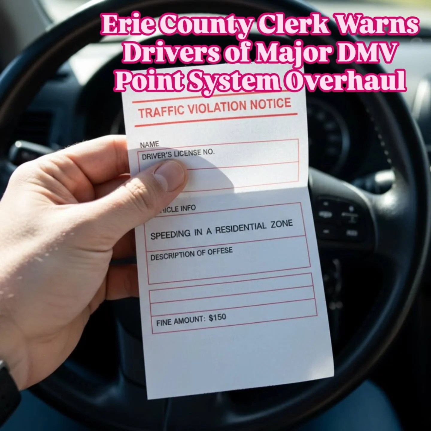 Erie County Clerk Warns Drivers of Major DMV Point System Overhaul

Lower suspension thresholds, higher point penalties, and new violations set to reshape driving rules

The Buffalo Criterion Online 
0
Open Menu
Erie County Clerk Warns Drivers of Maj