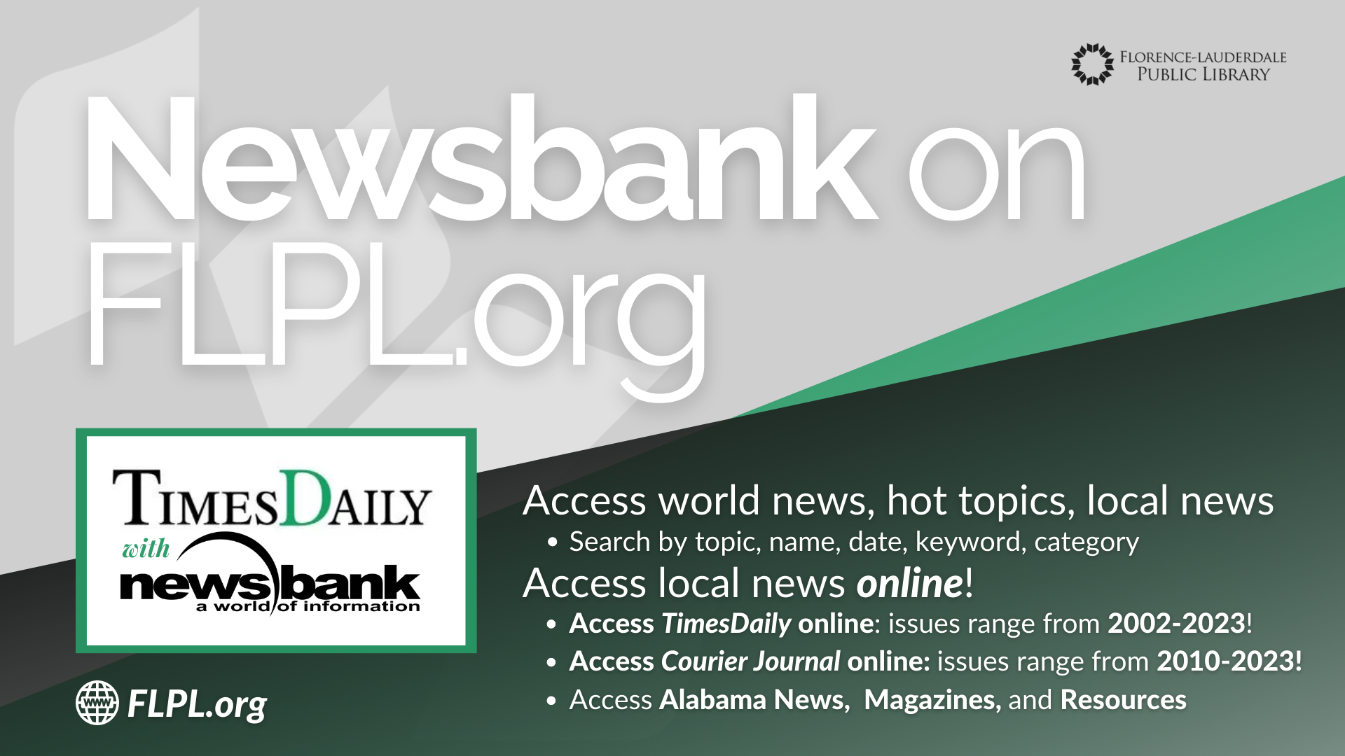FLPL Newsbank Informational Website Slider, 2023