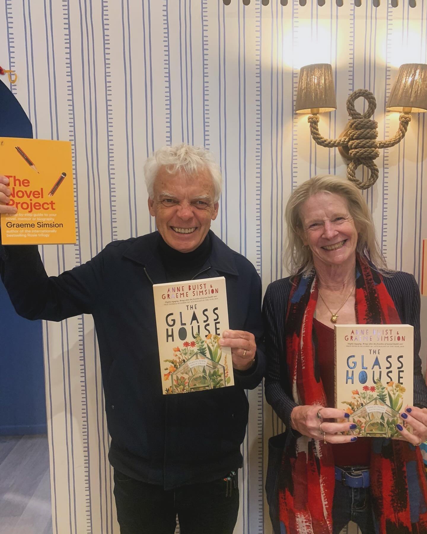 Delightful husband and wife duo Graeme Simsion and Anne Buist dropped in yesterday on their grand bookstore tour of Australia! Together they have co-written The Glasshouse - a rare slice of Australian medical fiction set in a psychiatric ward. Writte