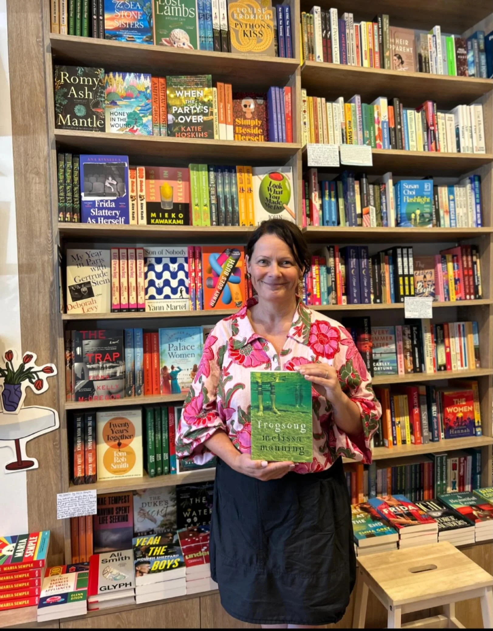 Thank you @lissmanning for visiting and signing copies of Frogsong 🐸 - a tender and delicate tale of love and addiction, that travels from Southern Tasmania to Lisbon&rsquo;s winding streets. We have signed copies of this unique coming-of-age story 