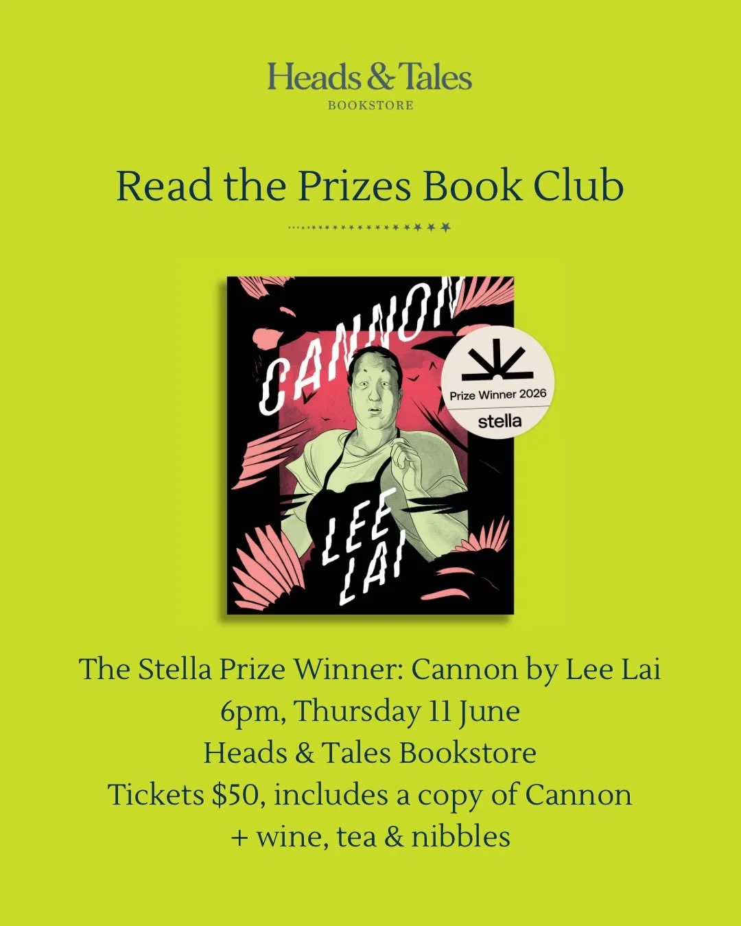 Massive congratulations to @_leelai on winning @thestellaprize for 2026! 💚 go watch Lai&rsquo;s acceptance speech on the Stella website to be reminded of the power and purpose of art in trying times 🙌

We&rsquo;re so excited to read Cannon - the fi