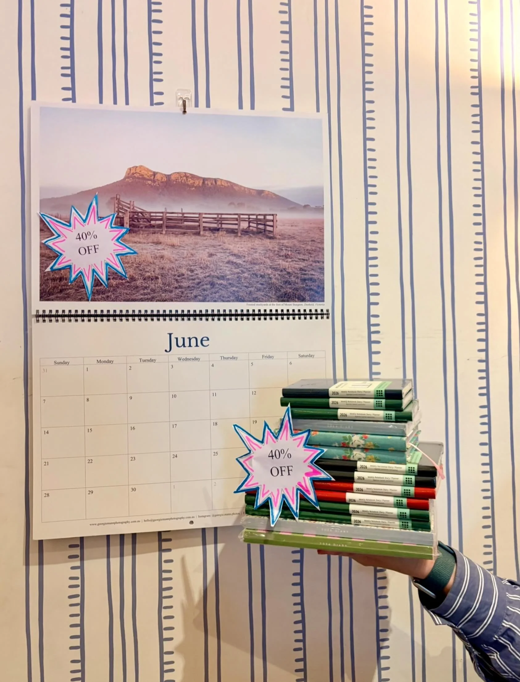 Oops we had a few 2026 diaries and calendars hiding in the bookstore! 🫣 Take 40% off in-store and online with code EOFY 🗓️ and start the second half of the year fresh 📖