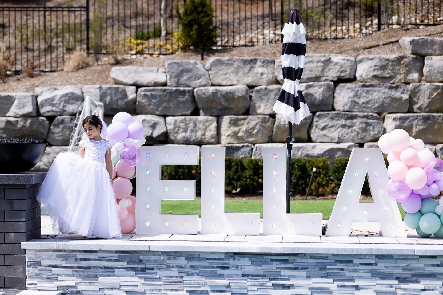 How beautiful is Ella? 
Make a statement with @brightlettersdet 

#mermaid #communion #communiondress #marqueeletters #mermaidparty