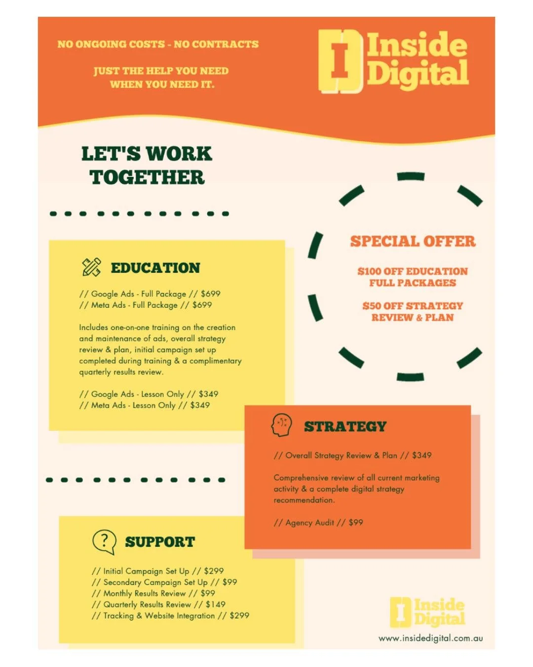 Following our fantastic Coffee Morning ☕, Louise from Inside Digital has kindly shared a special offer exclusively for 4556 Chamber members, enjoy up to $100 off services!

This offer remains valid for all members, even if you were unable to attend t