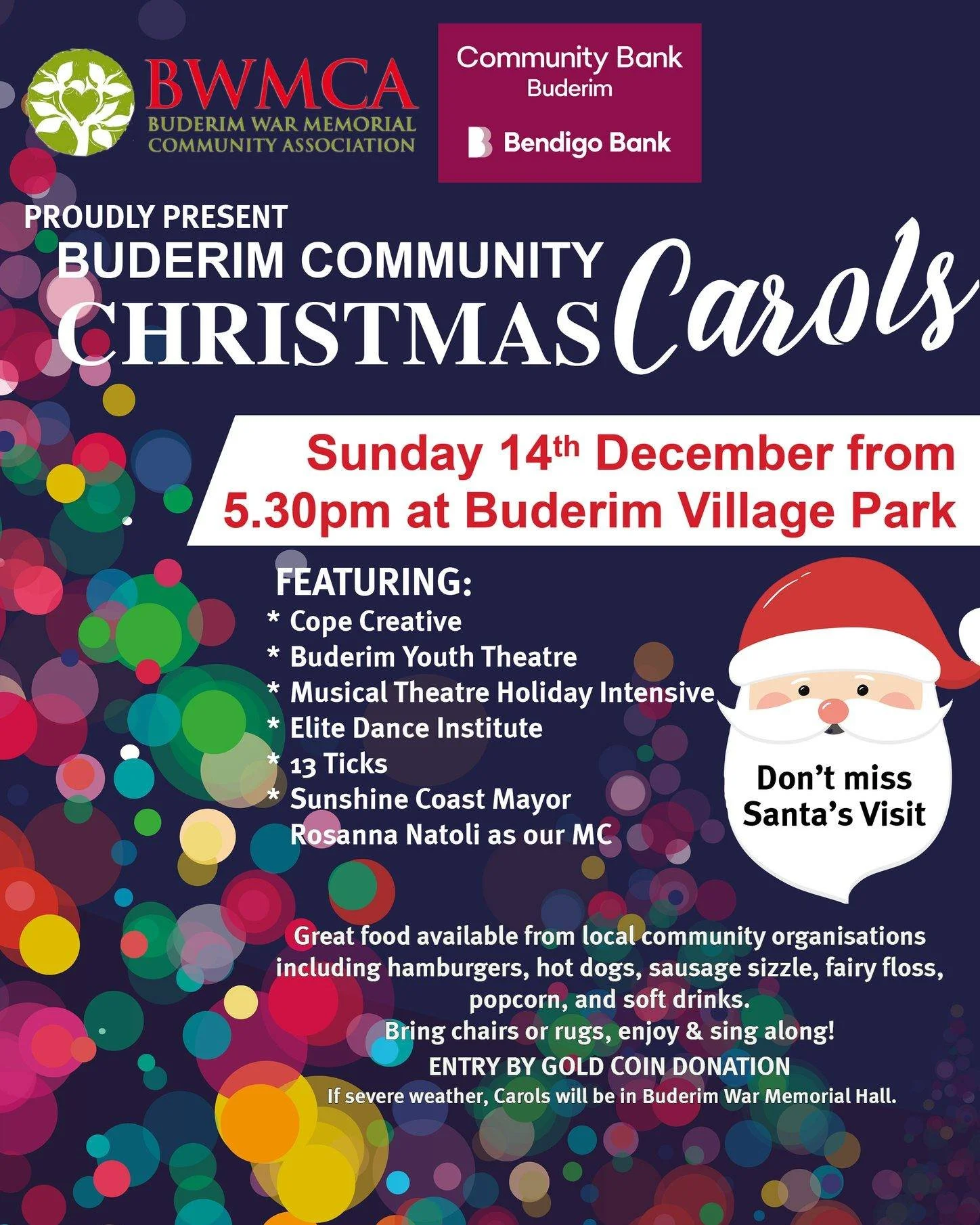 The Buderim War Memorial Community Association, supported by Buderim Bendigo Community Bank, will host this year&rsquo;s Carols on Sunday, 14 December 2025 from 5:30pm at Buderim Village Park.

Thousands are expected to enjoy a night of festive enter