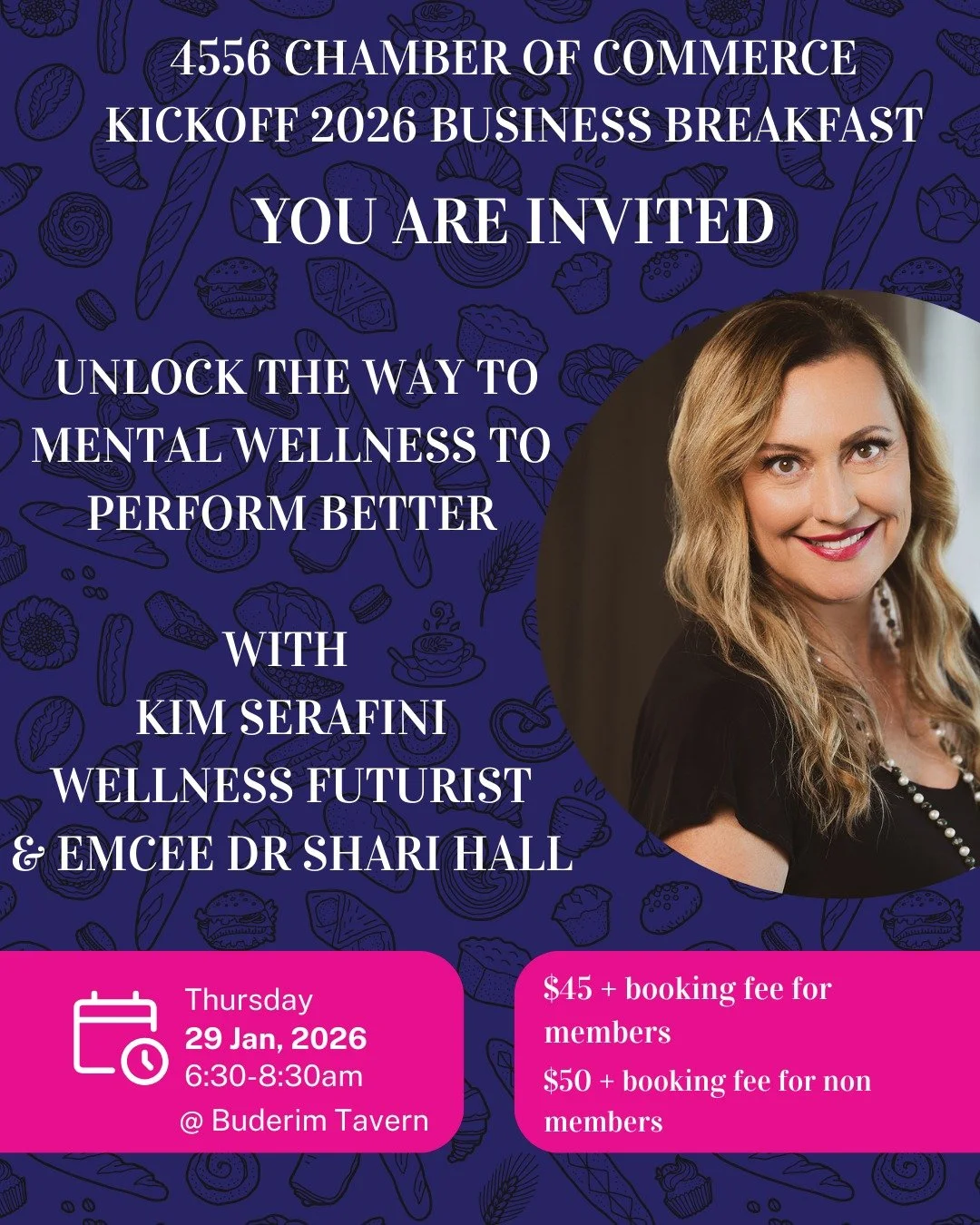 Rise, shine and get ahead

Kick off 2026 with our Business Breakfast featuring Wellness Futurist and ARC funded innovator Kim Serafini. Fresh from speaking alongside leading Harvard researchers in Boston, Kim is bringing her global insights home to s