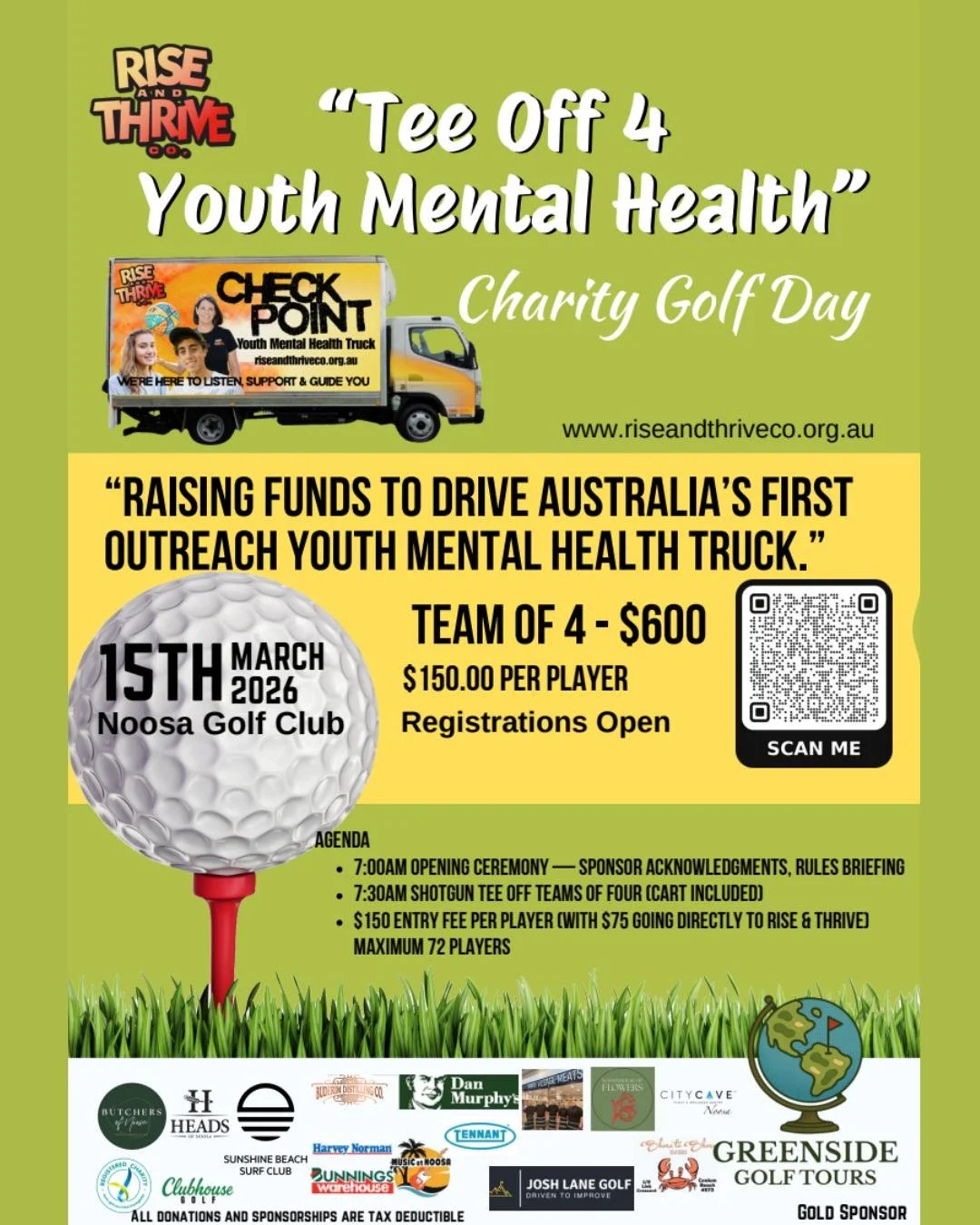 ⛳ Tee Off for Youth Mental Health &ndash; Charity Golf Day ❤️
@rise_thrive.co  are hosting a Charity Golf Day to raise funds for their Pop-Up Youth Mental Health Hub (Checkpoint Truck), the first of its kind in Australia.

Enjoy a morning on the gree