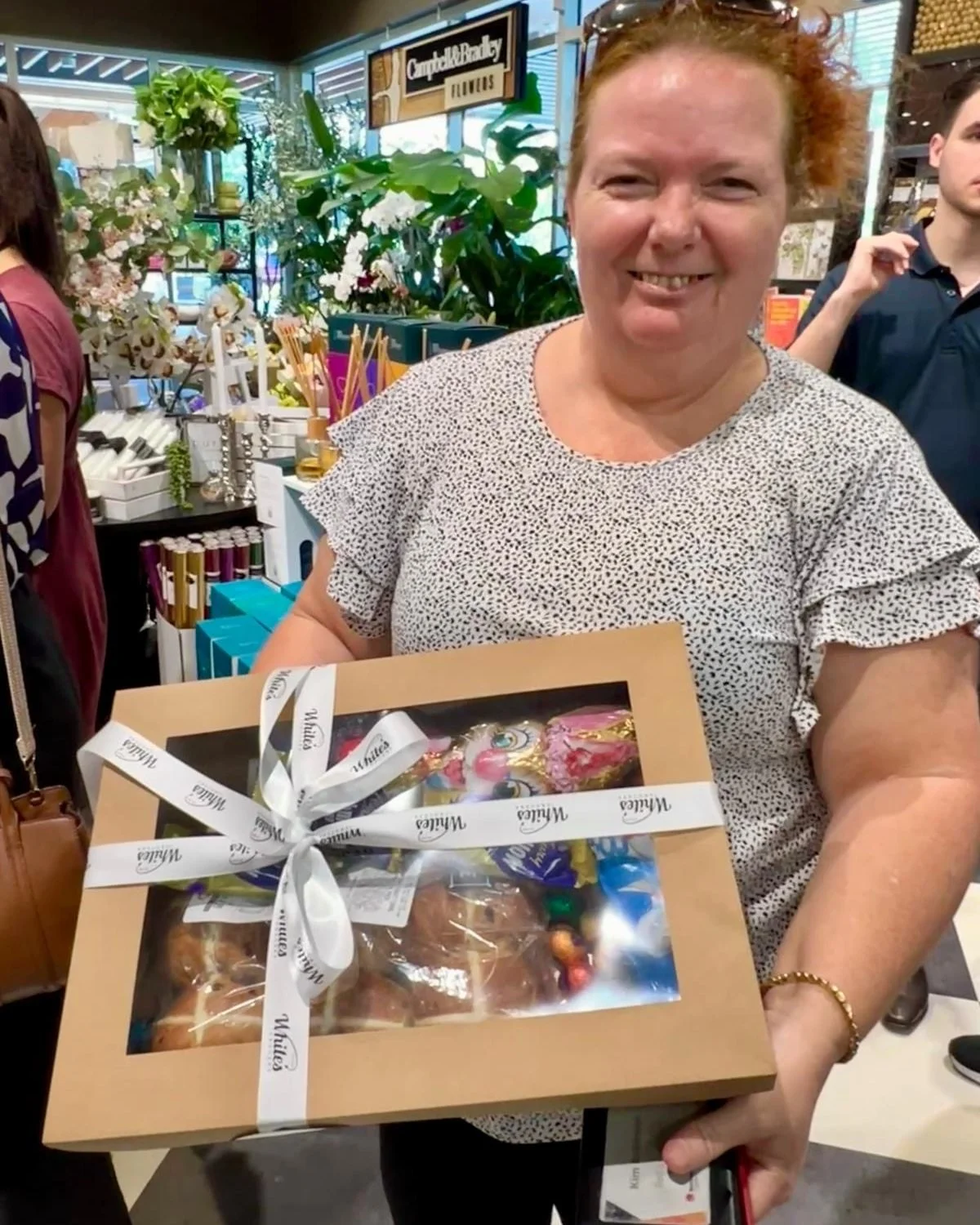 Congratulations to Kim Robinson from @firstholidays , who was the lucky winner of this incredible Easter hamper at last week&rsquo;s Coffee Morning 🐣

A big thank you to White&rsquo;s IGA Forest Glen for generously donating the hamper for our lucky 