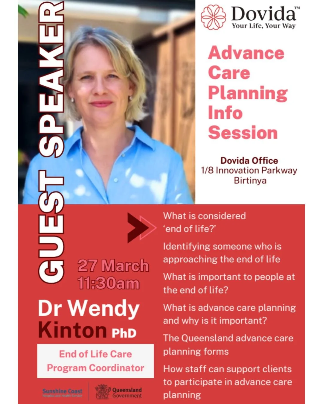 Join Dovida for their Monthly Navigating Aged Care Free Information Session, a warm and supportive space designed to help individuals, families and carers better understand the aged care journey.

This month we&rsquo;re delighted to welcome Guest Spe