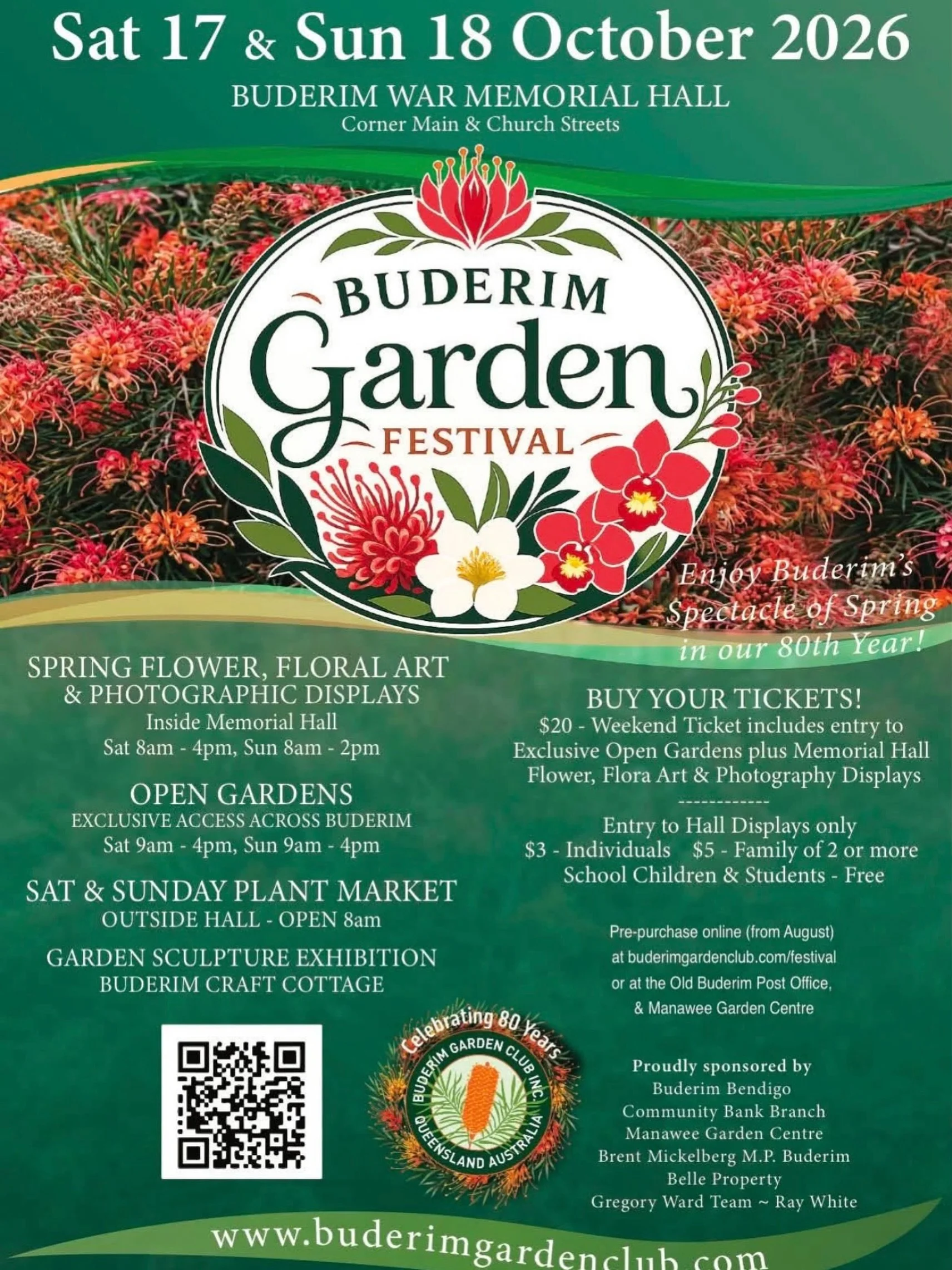 Welcome back to the annual Buderim Garden Festival this Saturday 17 and Sunday 18 October 2026. 

Bring a friend, gather a group, plan a day or two days making the most of a spring weekend in Bloomington beautiful Buderim. 

There is plenty to enjoy 