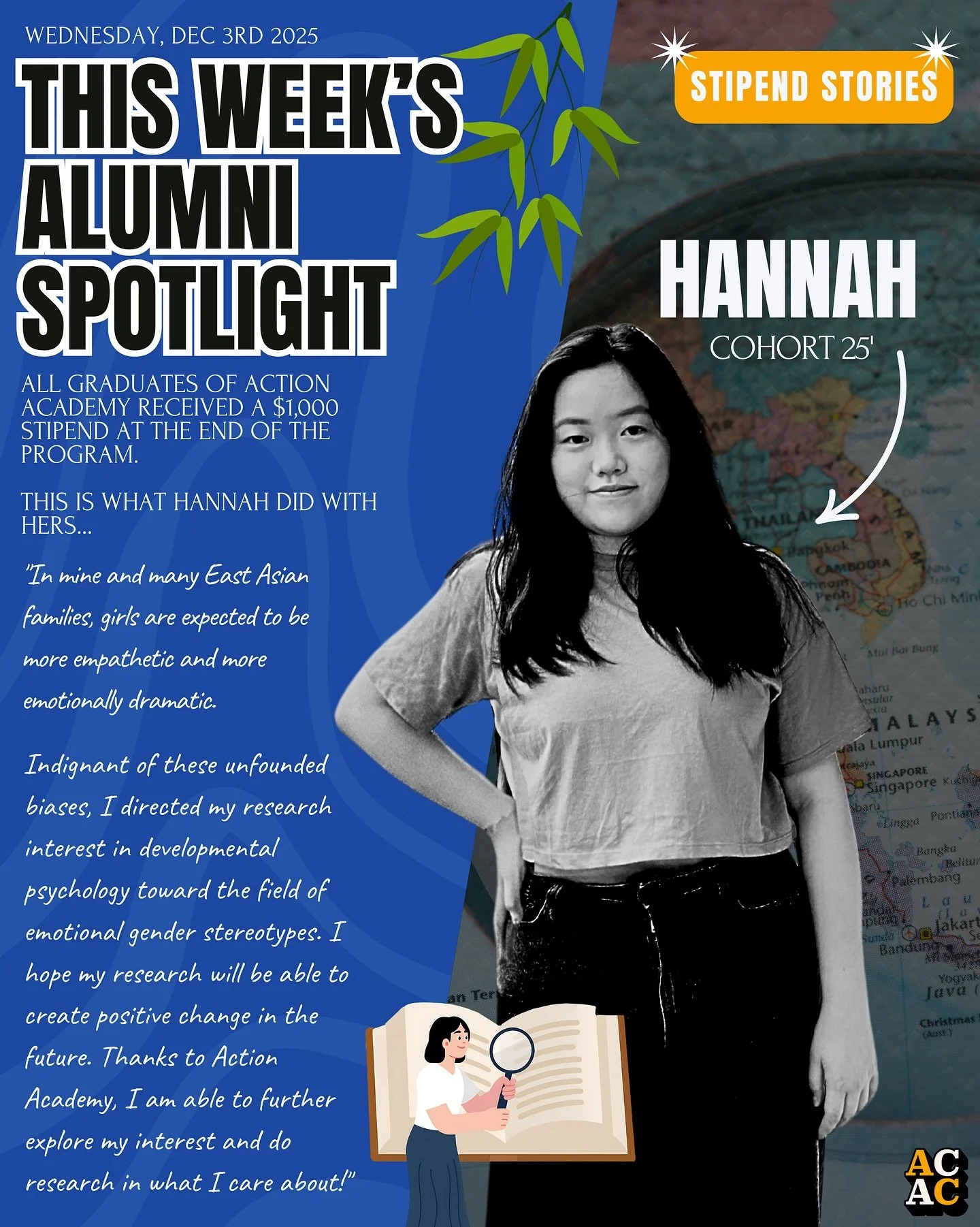 Hannah used her stipend to pursue research in developmental psychology and explore how gender stereotypes shape emotions and expectations.

This is what it looks like when young people take their lived experiences and turn them into meaningful, futur