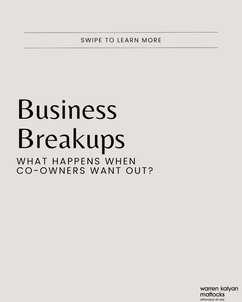 Business partnerships can face challenges, and when co-owners decide to part ways, having a plan is crucial. A well-crafted buy-sell agreement outlines procedures for ownership transitions, helping to prevent disputes and ensure continuity.

Swipe to