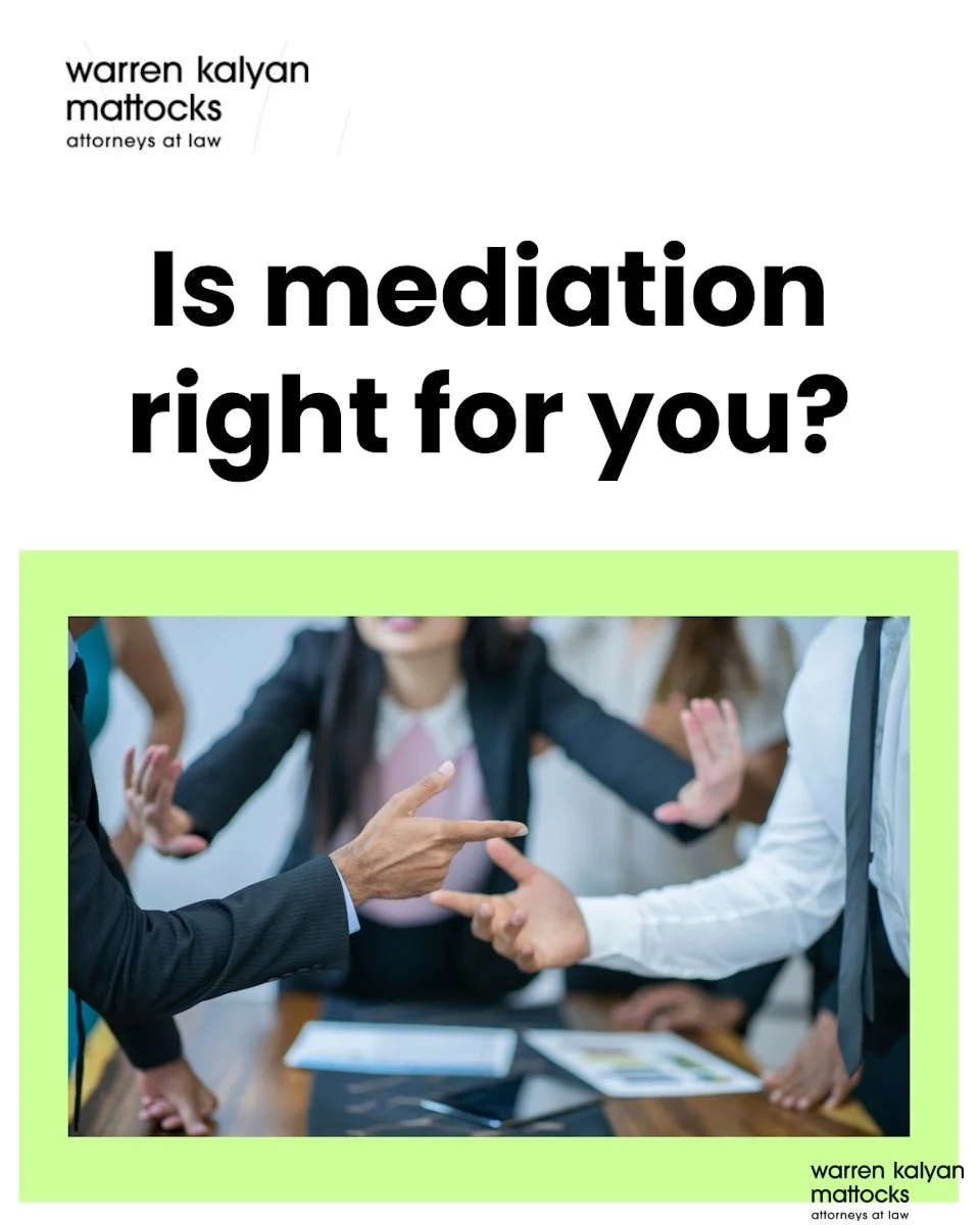 Are you wondering if mediation is the right path for your situation? You don&rsquo;t have to figure it out alone.

Our experienced legal team will sit down with you, answer your questions, and guide you through the process step by step.

📅 Schedule 