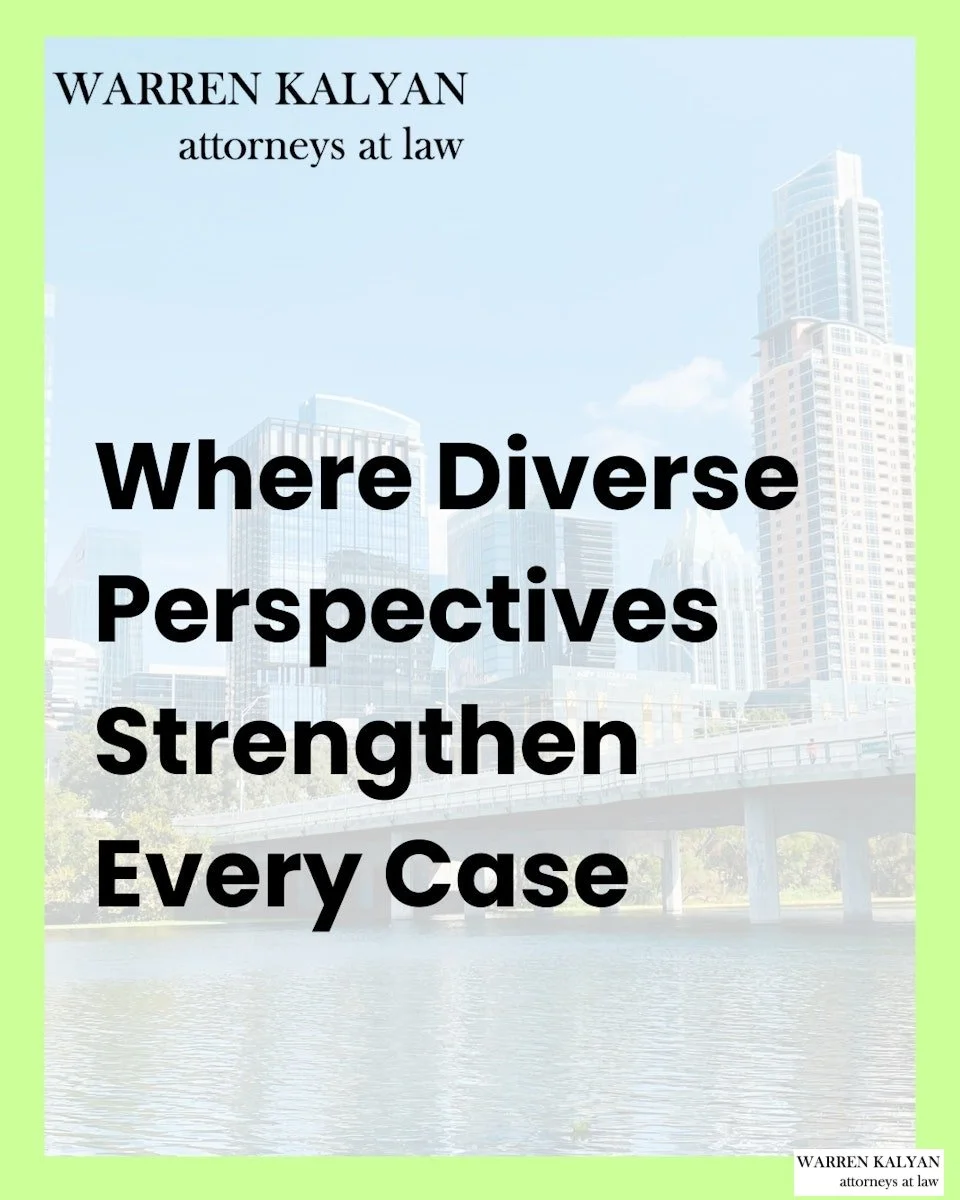 Our team brings a powerful blend of perspectives, experiences, and commitment to every matter we handle. We take pride in practicing law with inclusivity, respect, and unwavering advocacy. 

That range of experience allows us to support everyone from