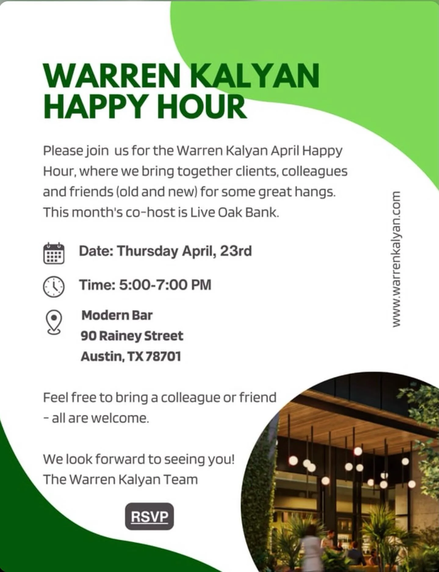 @warrenkalyan @liveoakbank @modernbaratx RSVP link in bio⬆️⬆️⬆️