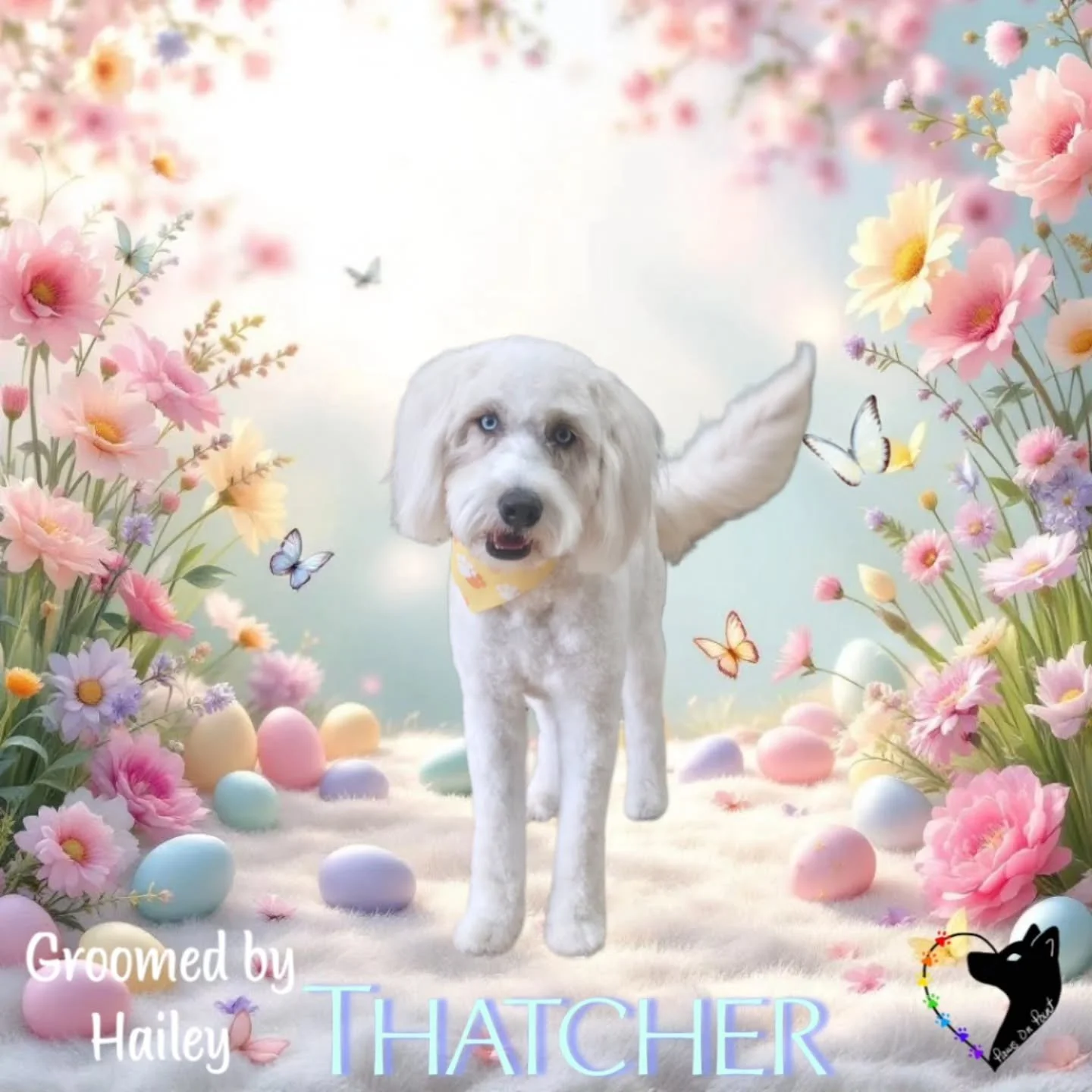 Half husky, half poodle = all charm and fluff

#FreshFluffSeason #HoppyPup #SpringGroomGlow #PawsitivelyFresh #easterreadypup