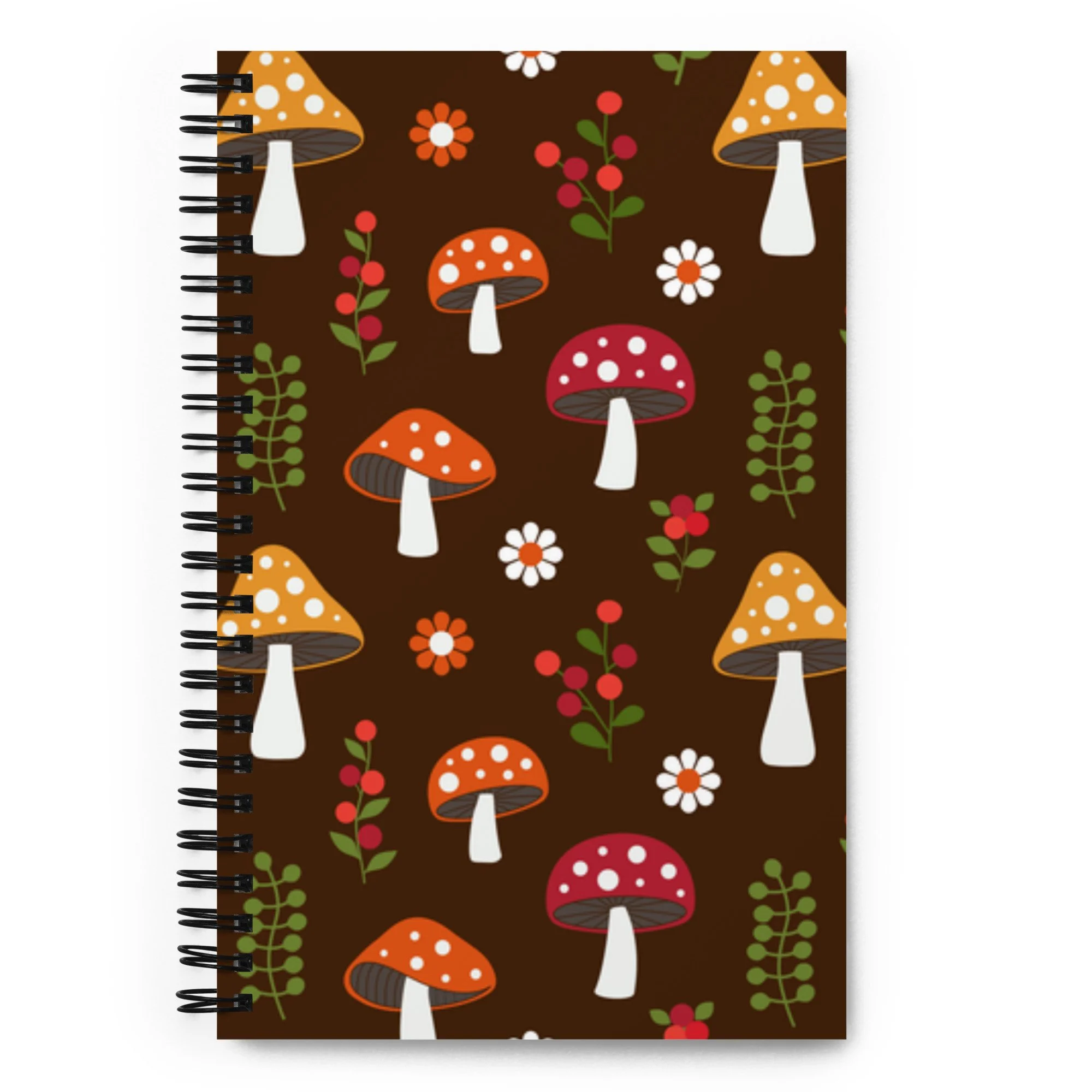 Mushrooms Spiral Dotted Line Notebook