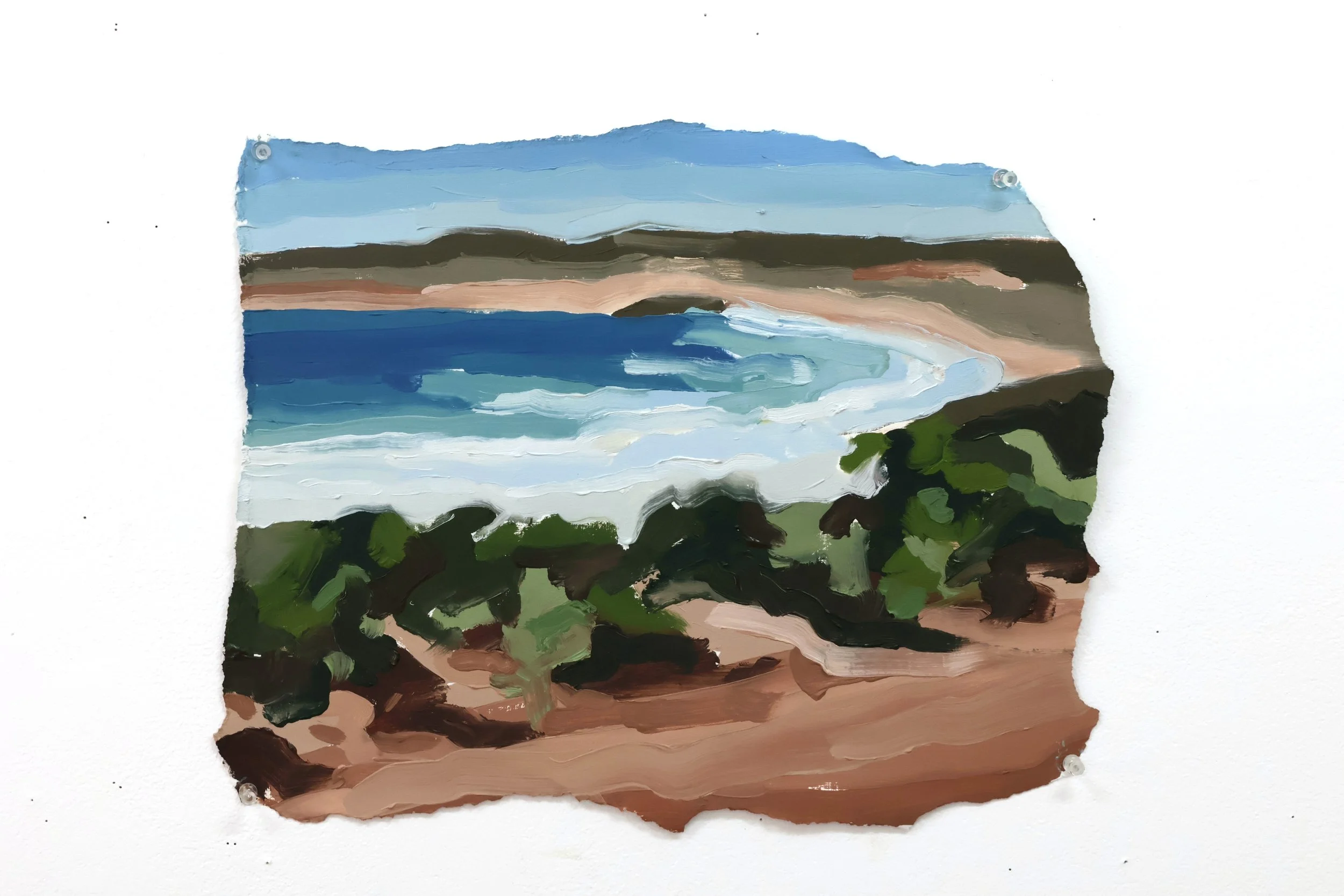 Vivonne Bay at breakfast, 2025, oil on paper, 34 x 41 cm