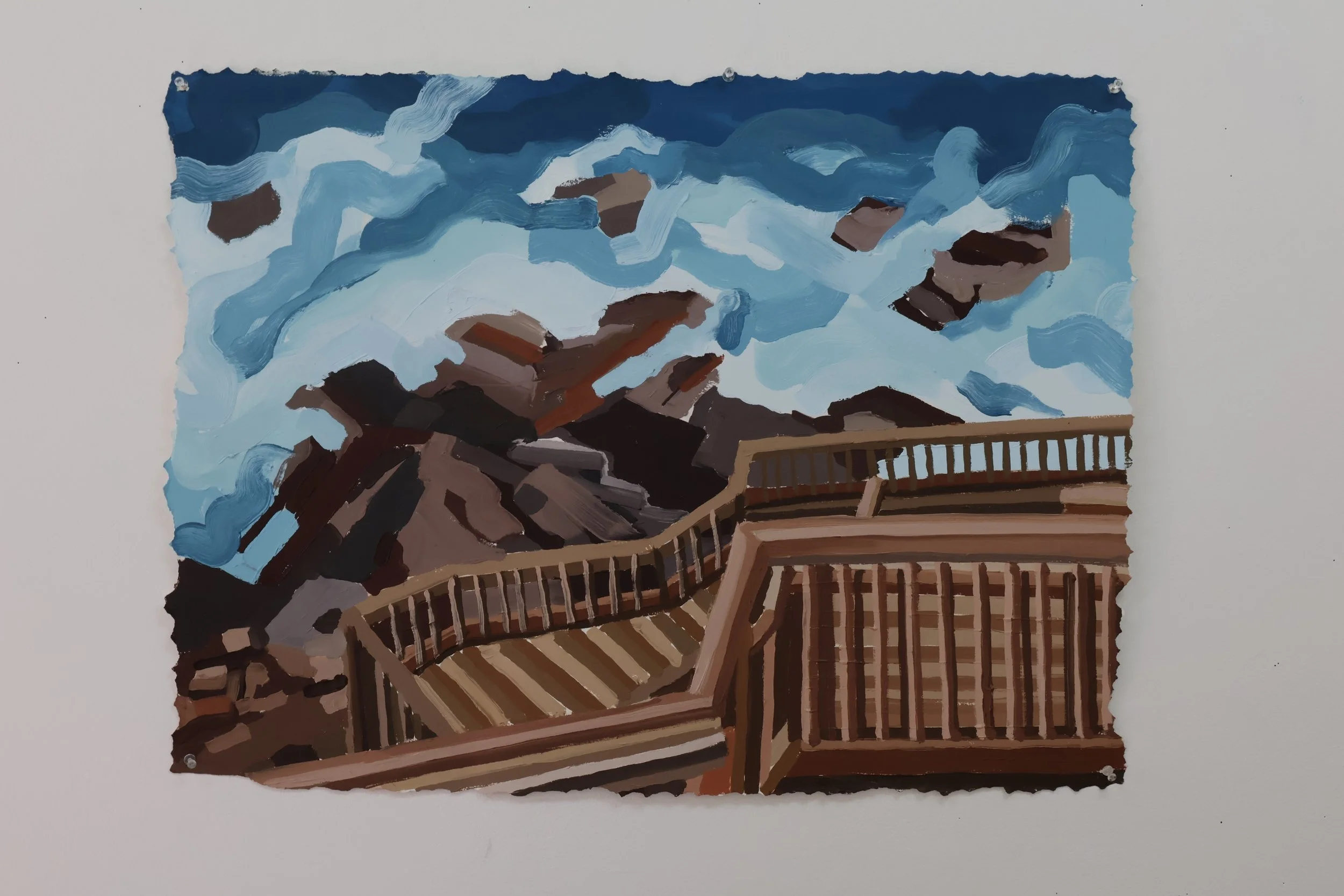 Boardwalk to Admirals Arch, oil on oil paper, 55 x 75cm