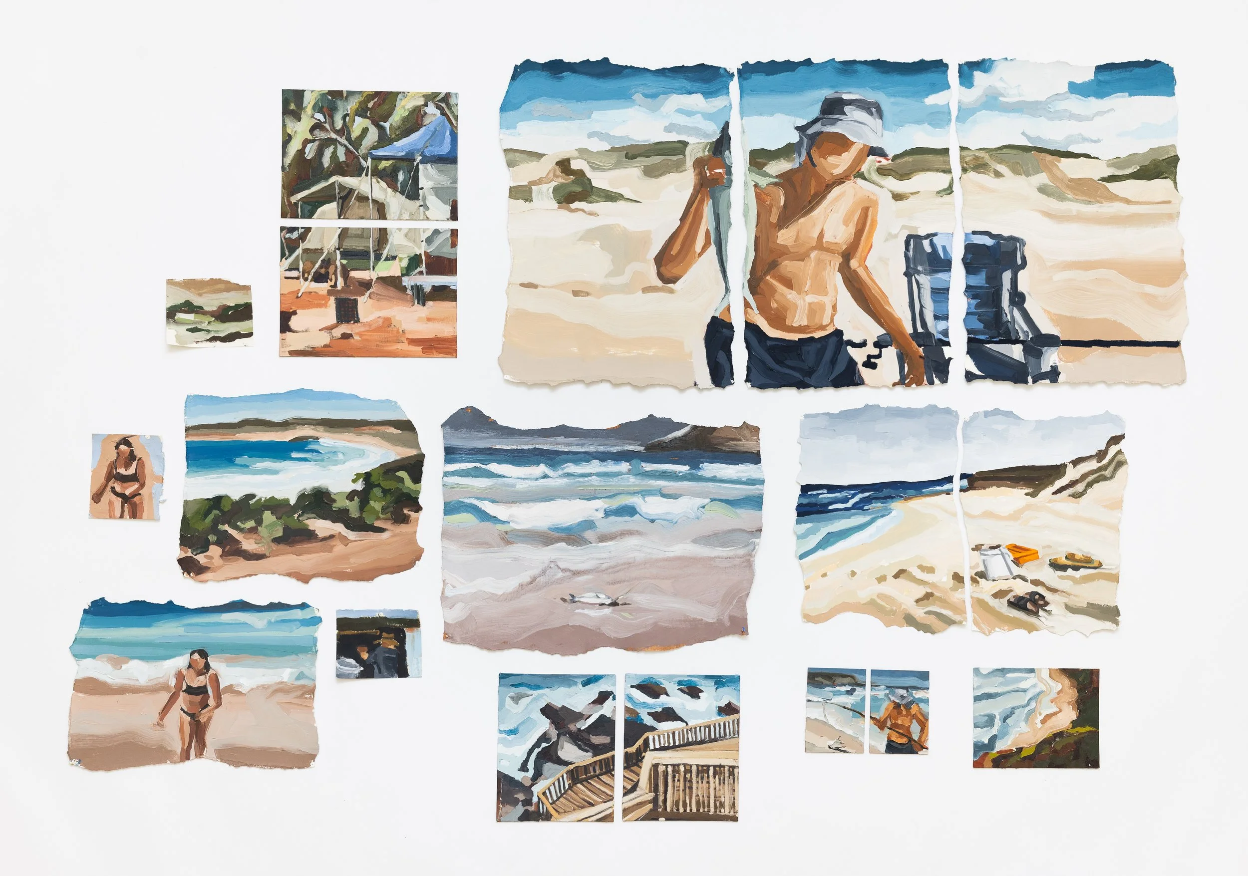 Collection of Paintings, 2025, oil on paper and canvas board, varying dimensions, installation shot