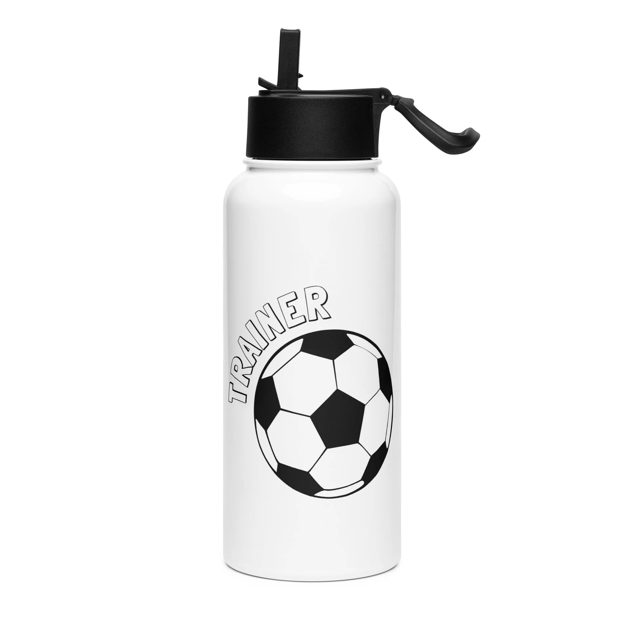 Trainer Soccer Water Bottle – 32 oz Insulated Straw Bottle