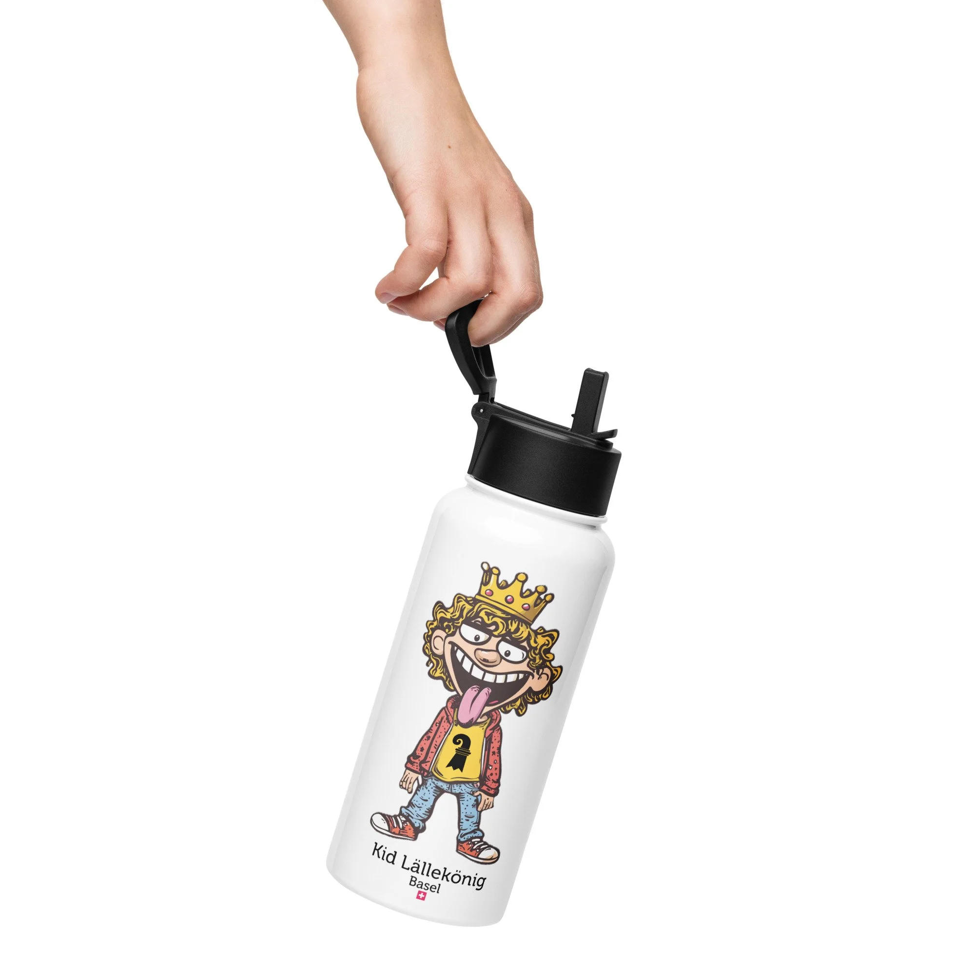 Kid Lallekonig of Basel Stainless steel water bottle with a straw lid