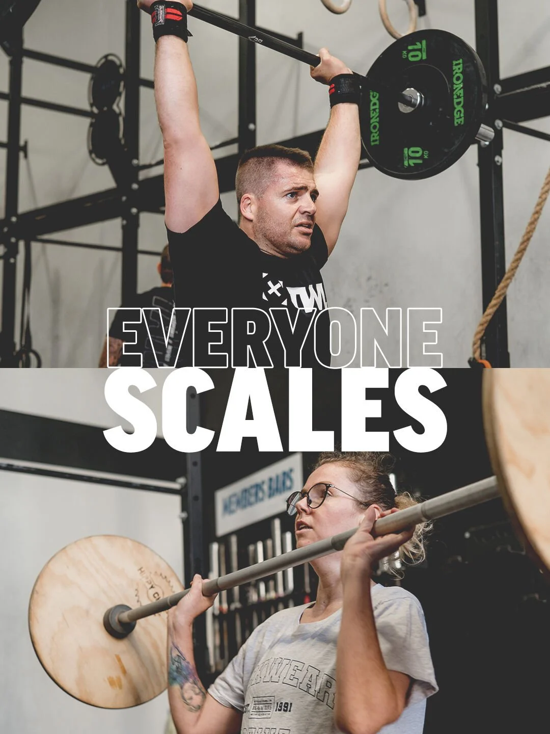 Scaling is a huge part of our sport. It's not a sign of weakness, or strength.

Scaling appropriately means everyone from the fittest athlete in our gym to the newest athlete in our gym are not only both challenged, but they meet the desired stimulus