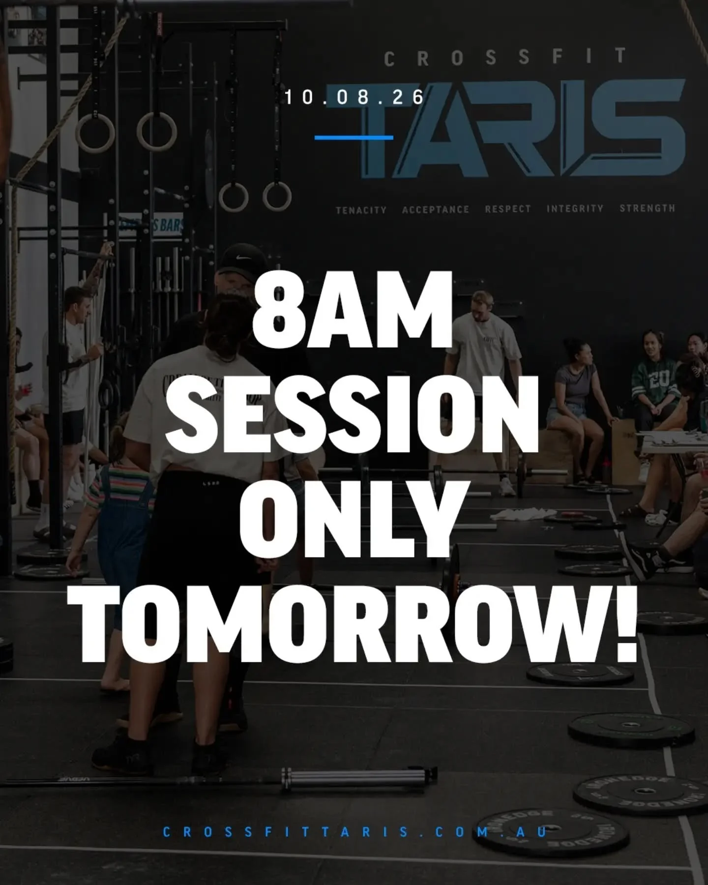 Don't forget, doors are only open for an 8am session tomorrow, team!

Enjoy the rest of your long weekend 😘