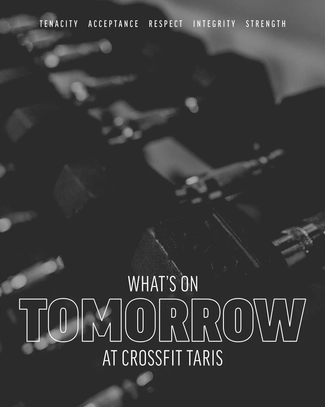 What's on tomorrow at TARIS? Let's take a look.

Strength is a superset sesh of seated DB strict press and banded pull overs in hollow hold. You can build weight each set up to your heaviest set of 6 reps.

And the WOD is an EMOM! The stimulus is low