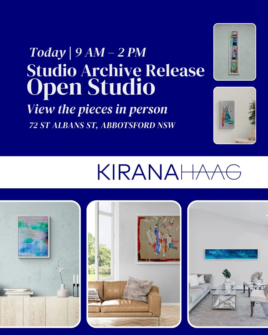 My studio doors are open from 9am&ndash;2pm for a special look at the Studio Archive Release.

This is a rare chance to see the works in person &mdash; to step into the space where they were created, ask questions, and experience them up close.

