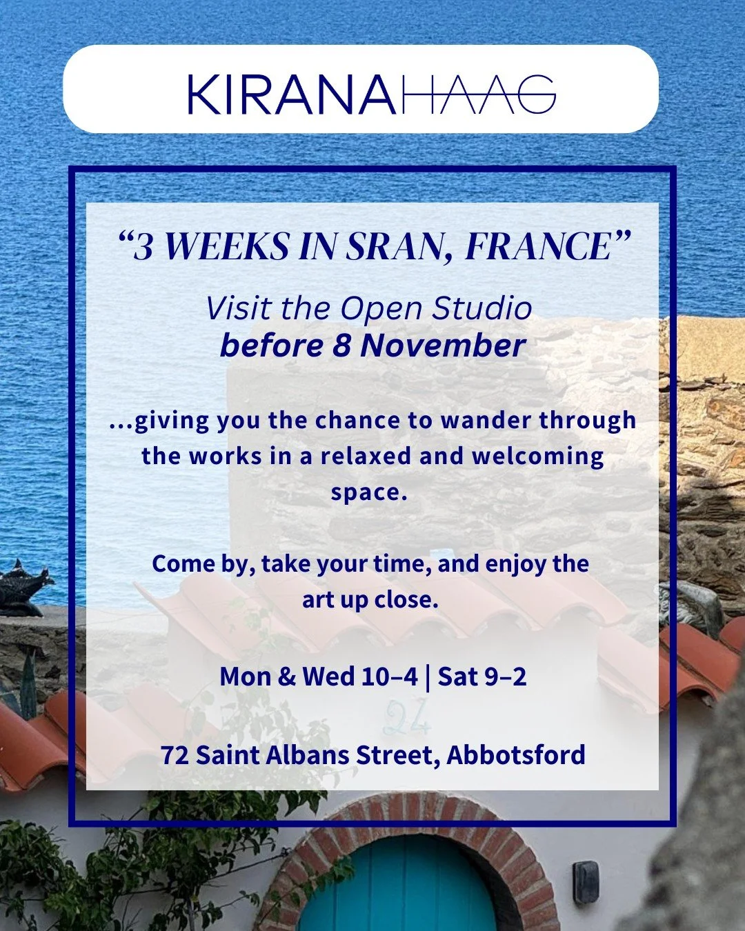 3 weeks in Siran, France is drawing to a close.

This is the last chance to step into the colour, rhythm, and quiet joy that shaped this body of work.

The exhibition remains open until Saturday 8 November, with viewings on Monday and Wednesday 1