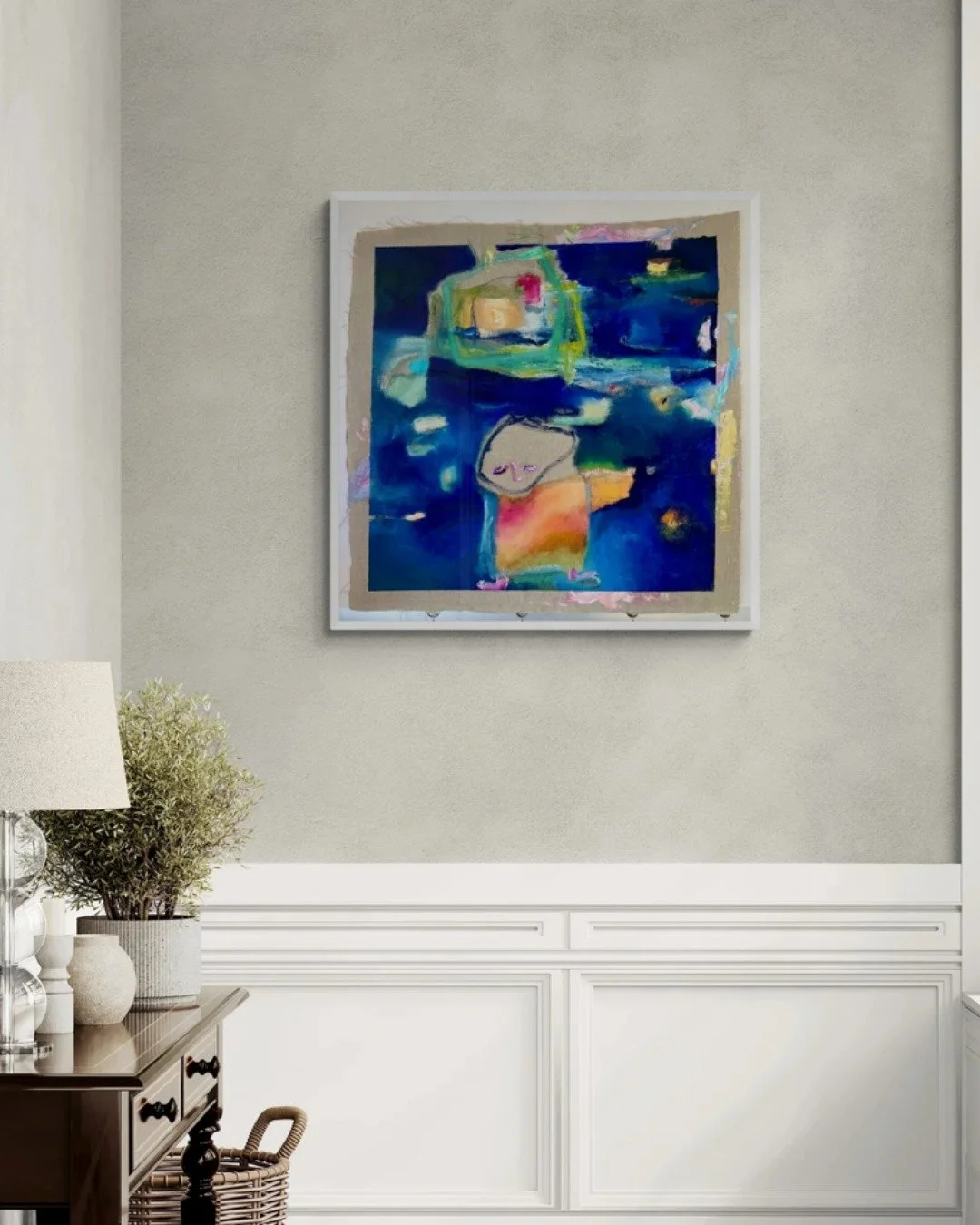 Angel

One morning, there it was &mdash; or maybe he, maybe she &mdash; an angel of sorts.

Soft, playful, a little bit cheeky. Appearing out of nowhere and inviting me to join in, to let go of the serious, to paint with joy and a light heart.
