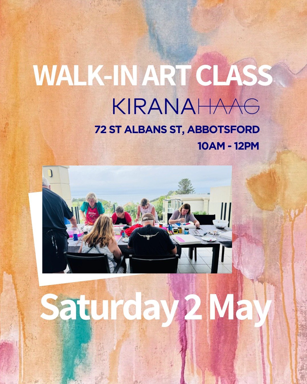 Walk-In Art Class

A calm, welcoming space to slow down and make art together.
This walk-in class runs from 10am&ndash;12pm and is open to everyone, whether you&rsquo;re experienced or simply curious to begin.

All materials are provided. There&