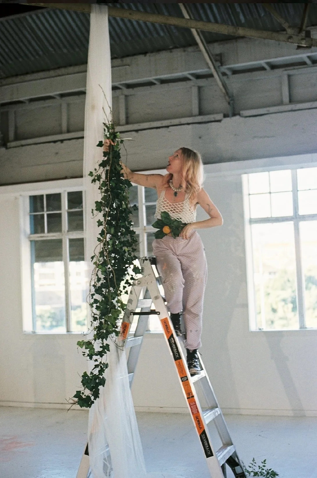 Floral Installation and draping by Rosa Rowan at her creative studio The Peach Palace shot by Crystal Chen