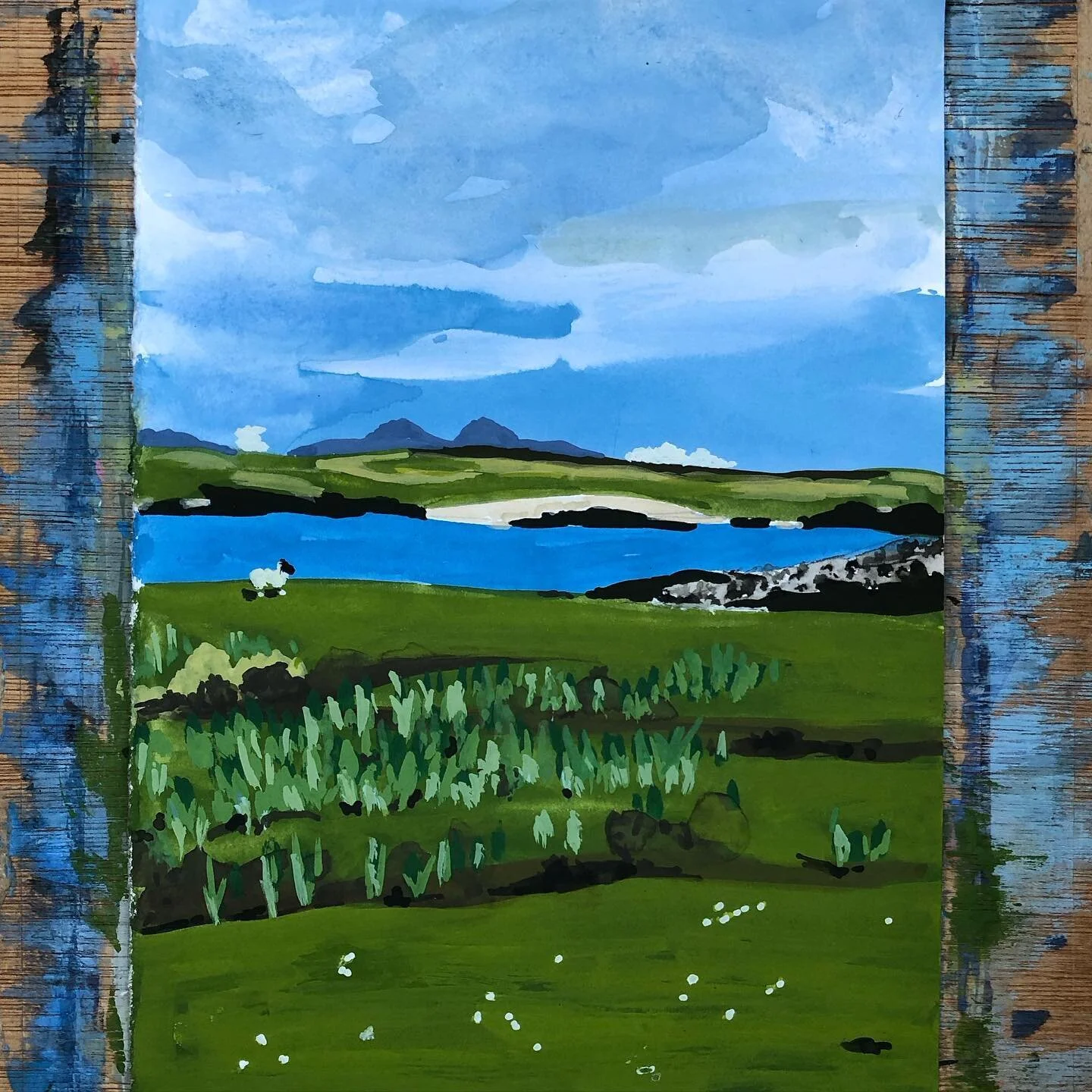 Slowing down, Islay #painting #gouache #seaside #sheep #beautifulscotland #islay #ilovescotland