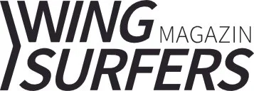 Logo des Wing Surfing Magazins, schwarzer und grauer Text auf weißem Hintergrund