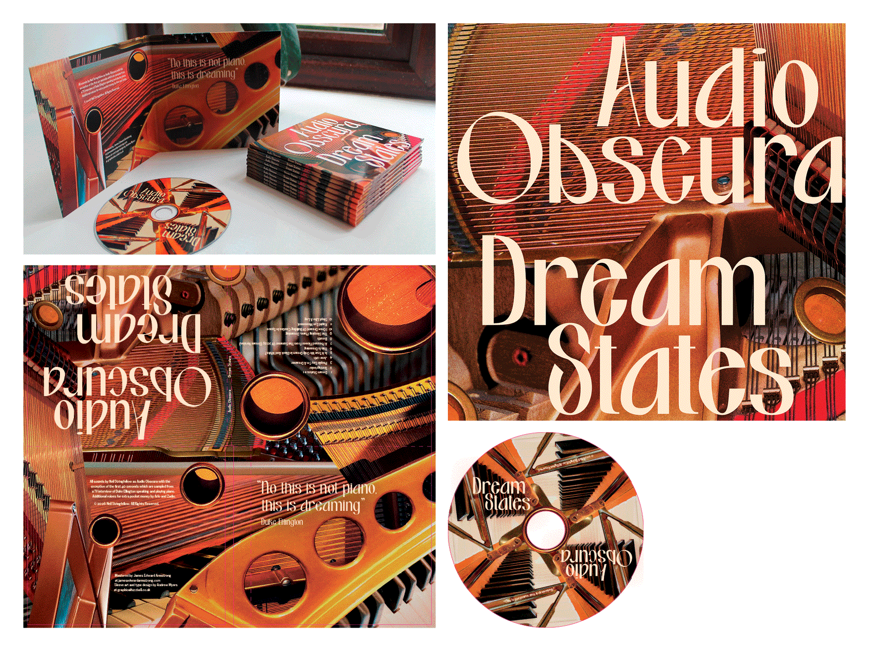 Photo montage, typographic treatment and CD pack design for the Dream States album