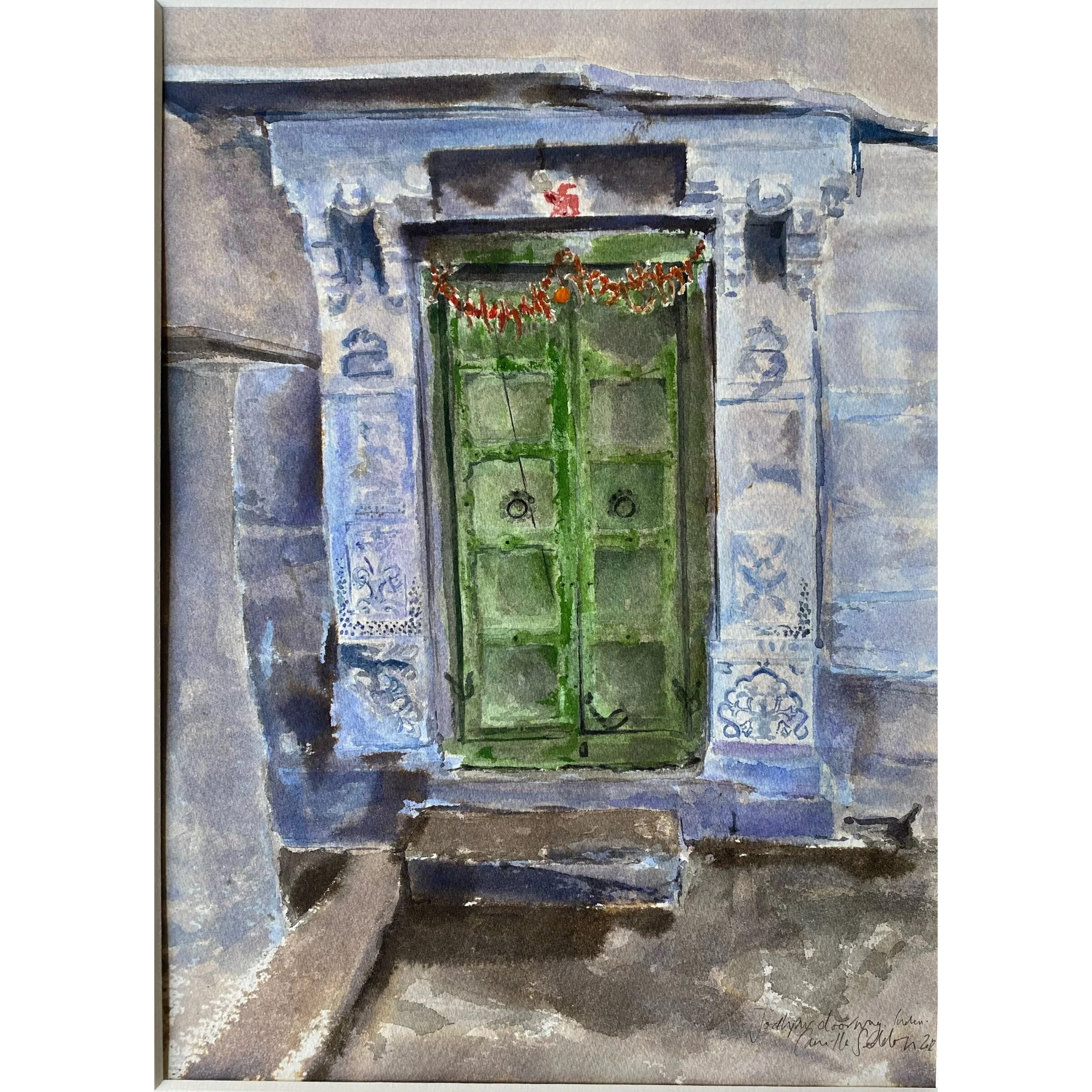 'Jodphur doorway', mounted watercolour, 45.57cm