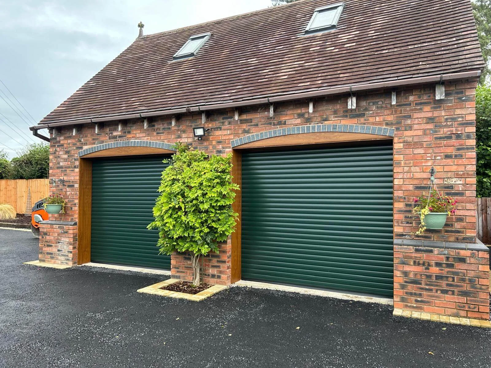 green roller shutter garage doors