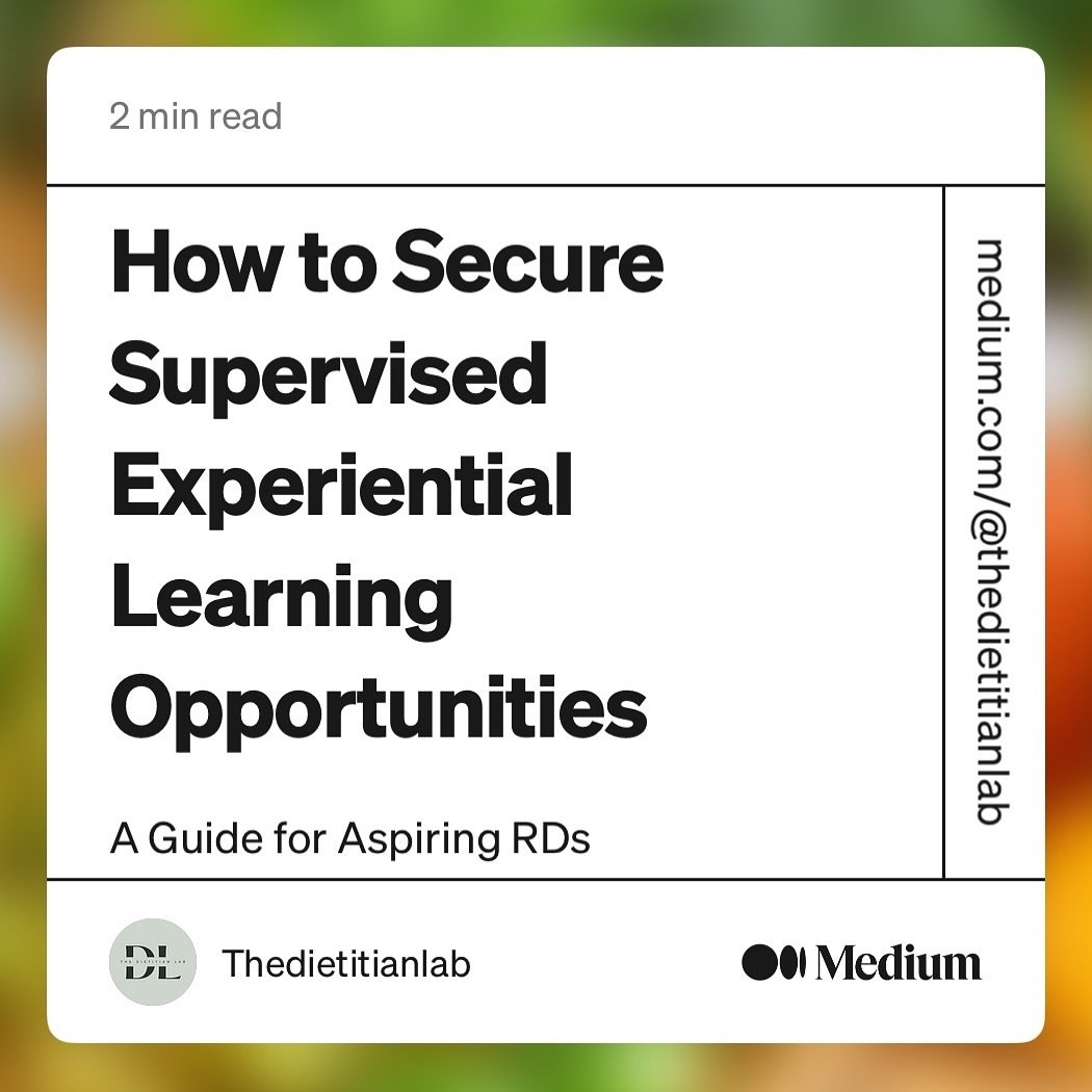 How have I never shared about securing SELs on a blog post?! 

That is what I did this week. Check it out on my medium ⬇️ 

https://medium.com/@thedietitianlab

#rd2be #dietitian #futuredietitian #thedietitianlab #supervisedexperientiallearning