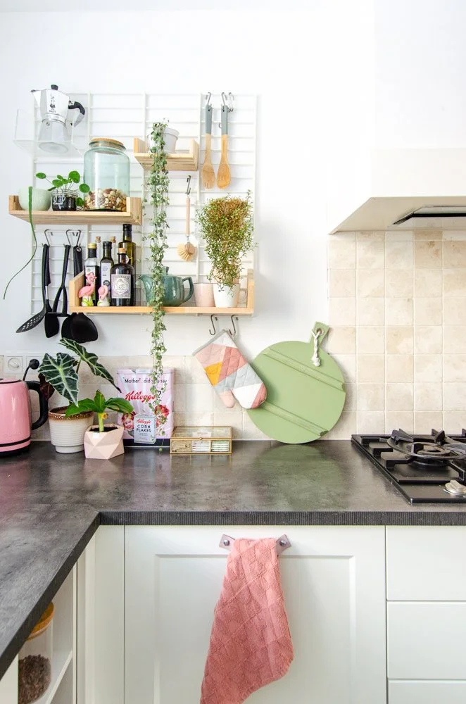 houten wandrek in de keuken