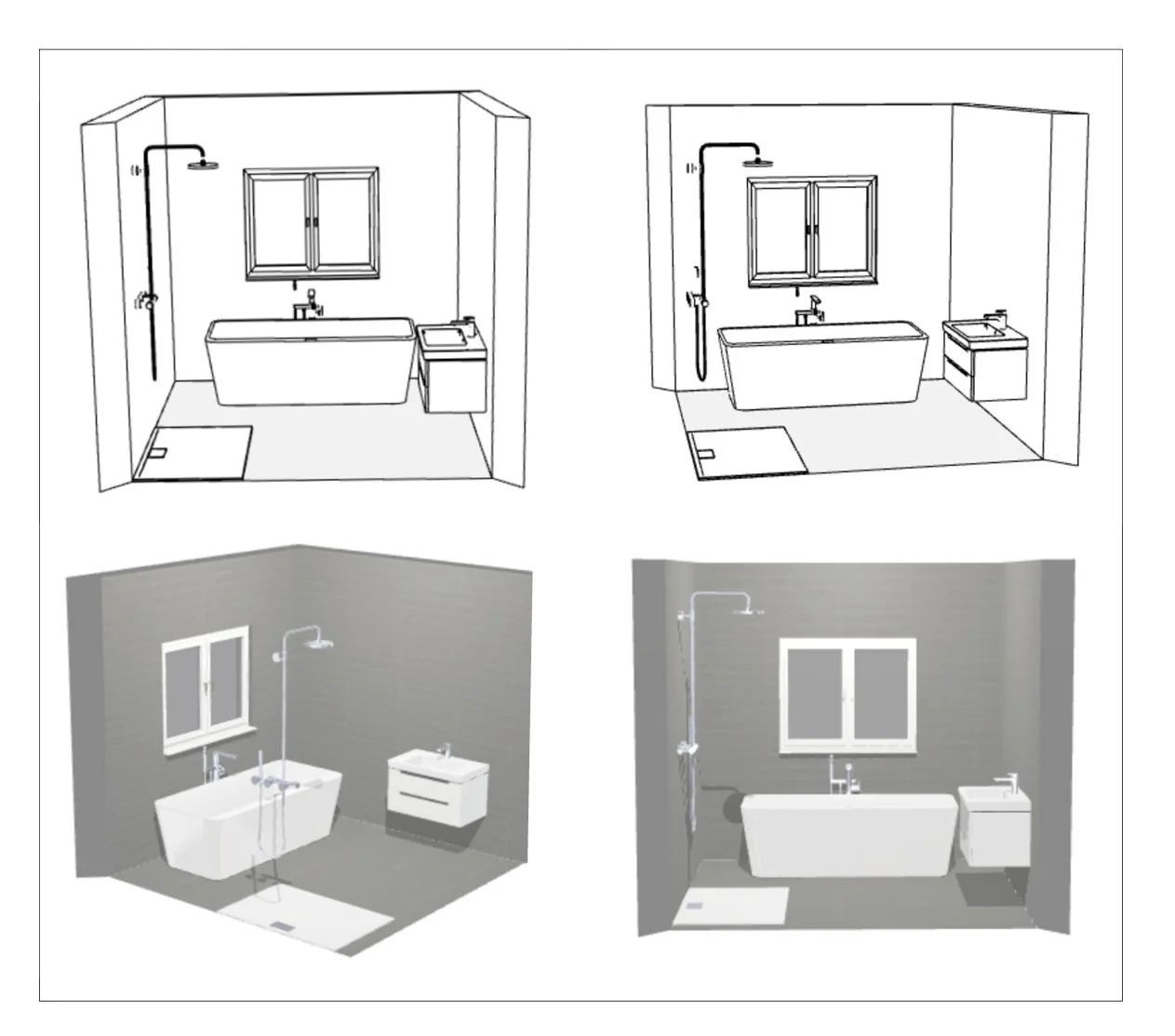 schetsen van de badkamer