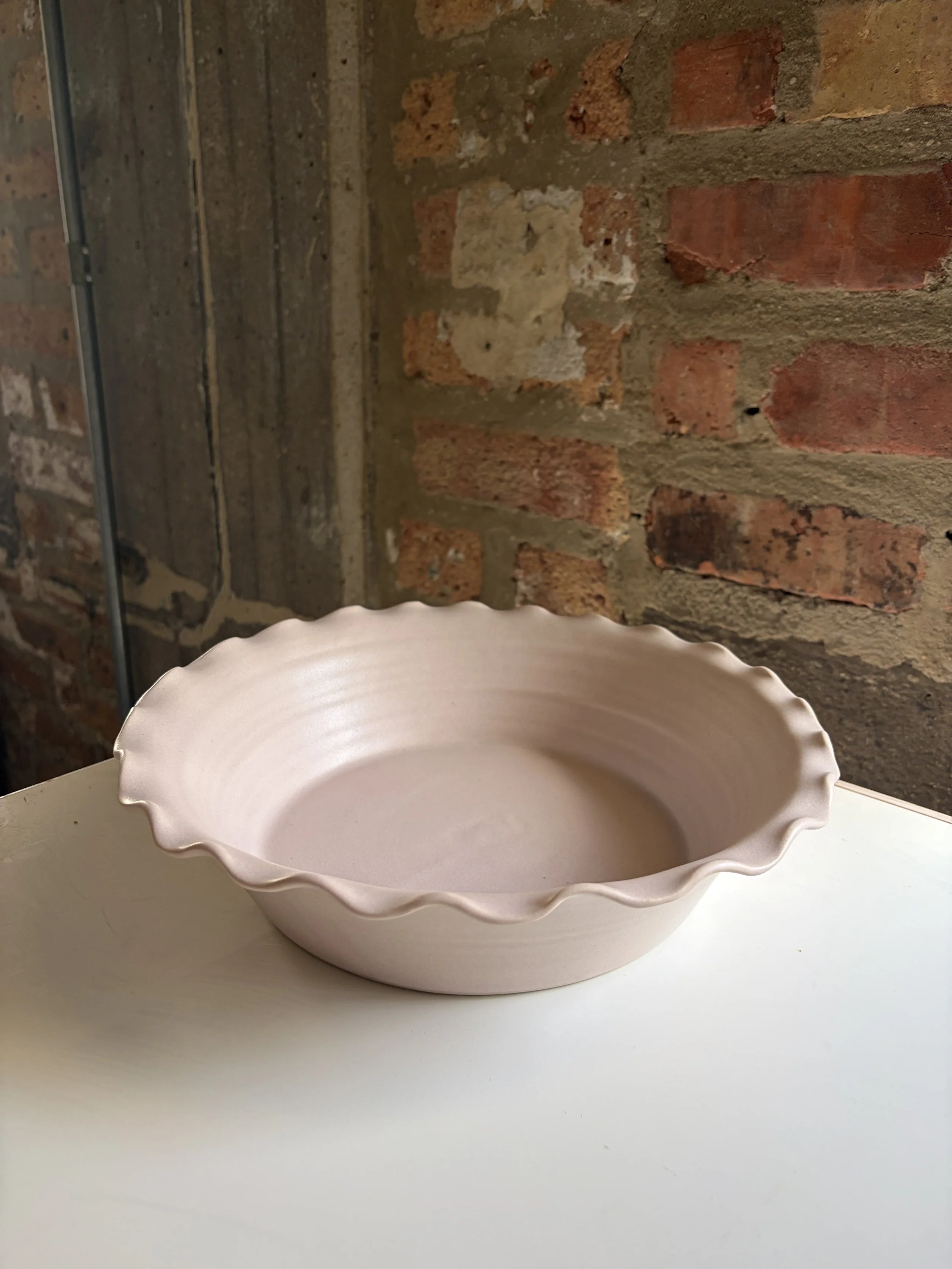 Little Fire Ceramics_Handmade Ceramic Pie Plate_Pink_Ruffle Edge.JPG