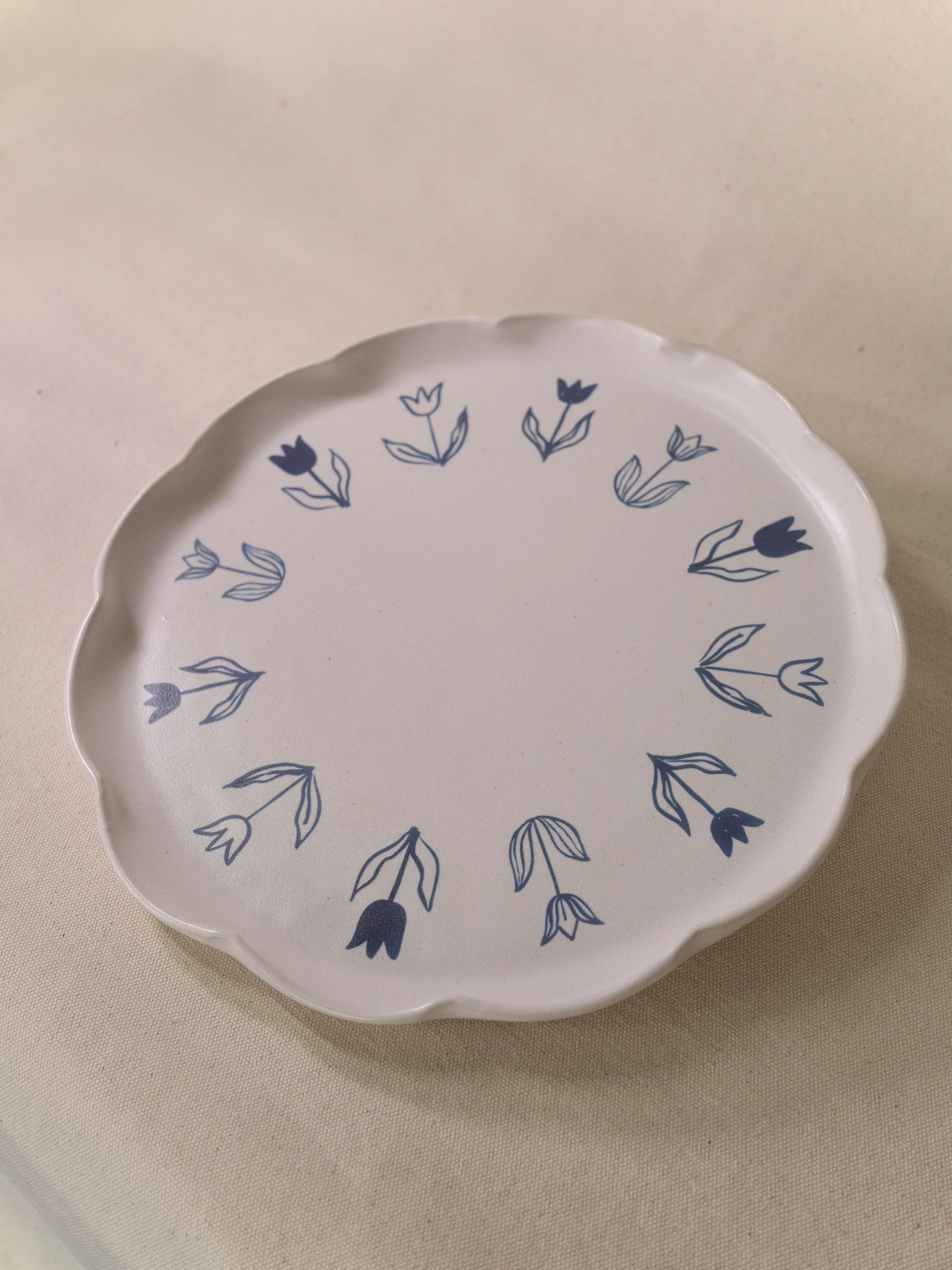 Little Fire Ceramics_Aly Miller_Illustrated Tulip Plate_Above.JPG