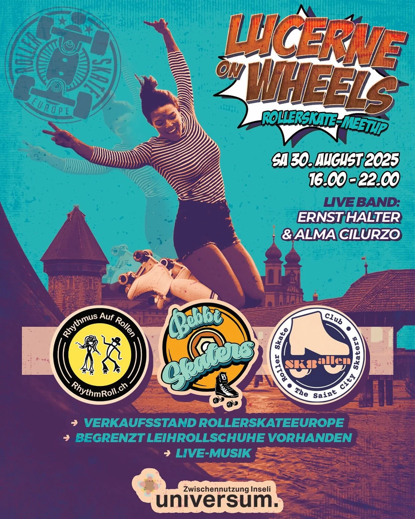Am Samstag mit @rollerskateeurope.shop das Inseli berollen zu Musik von @almacilurzo und guten Drinks!